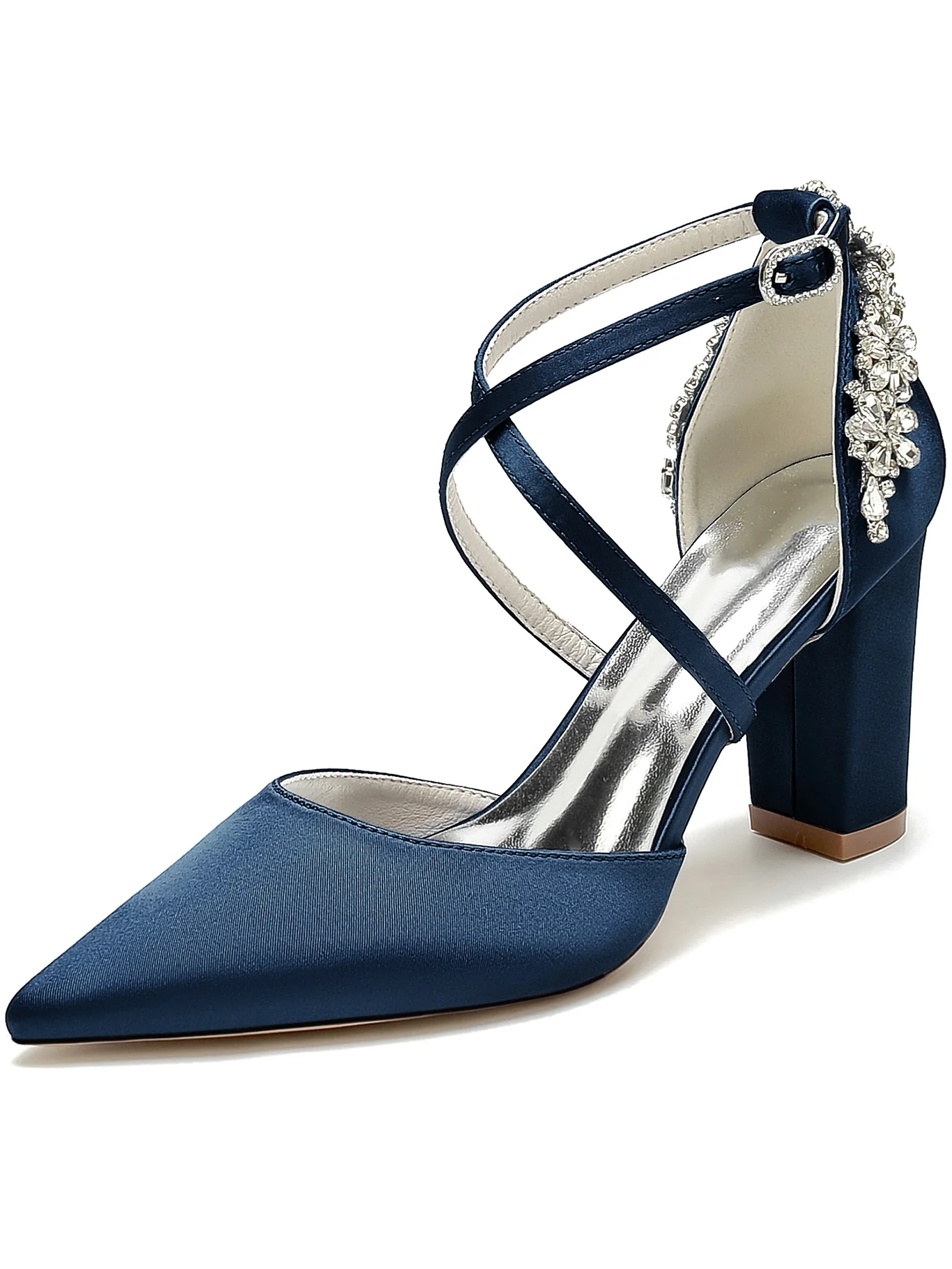 Women's Rhinestone High Heel Pointed Toe Bridesmaid Shoes - Image 8