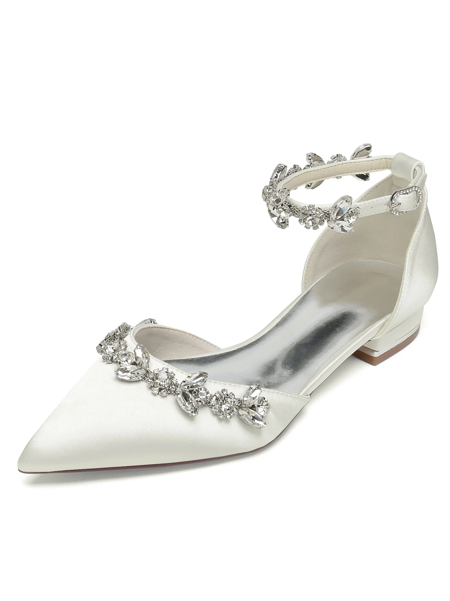 Women's Rhinestone Low Heel Pointed Toe Bridesmaid Shoes - Image 6