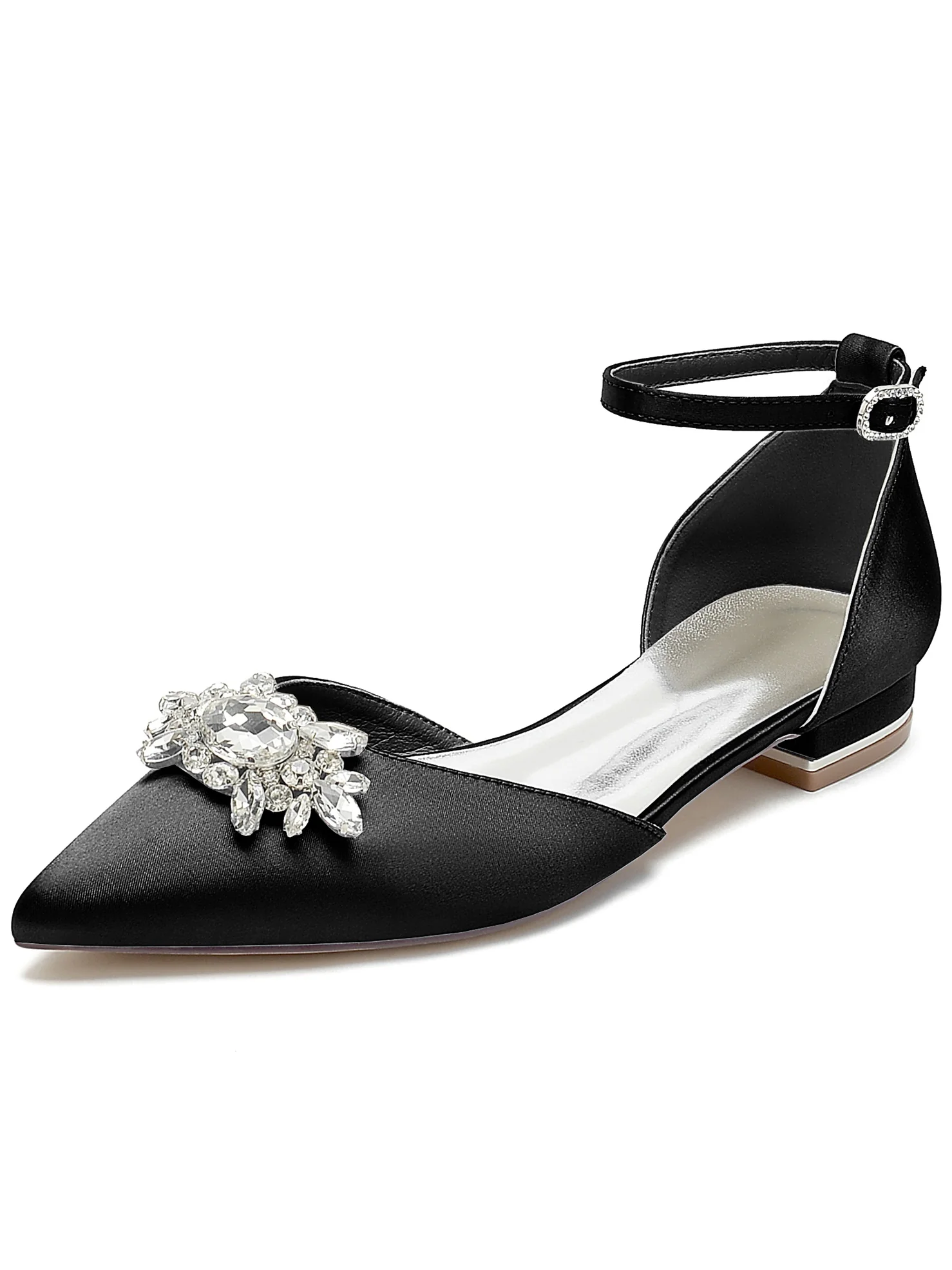 Women's Rhinestone Low Heel Pointed Toe Bridesmaid Shoes - Image 8
