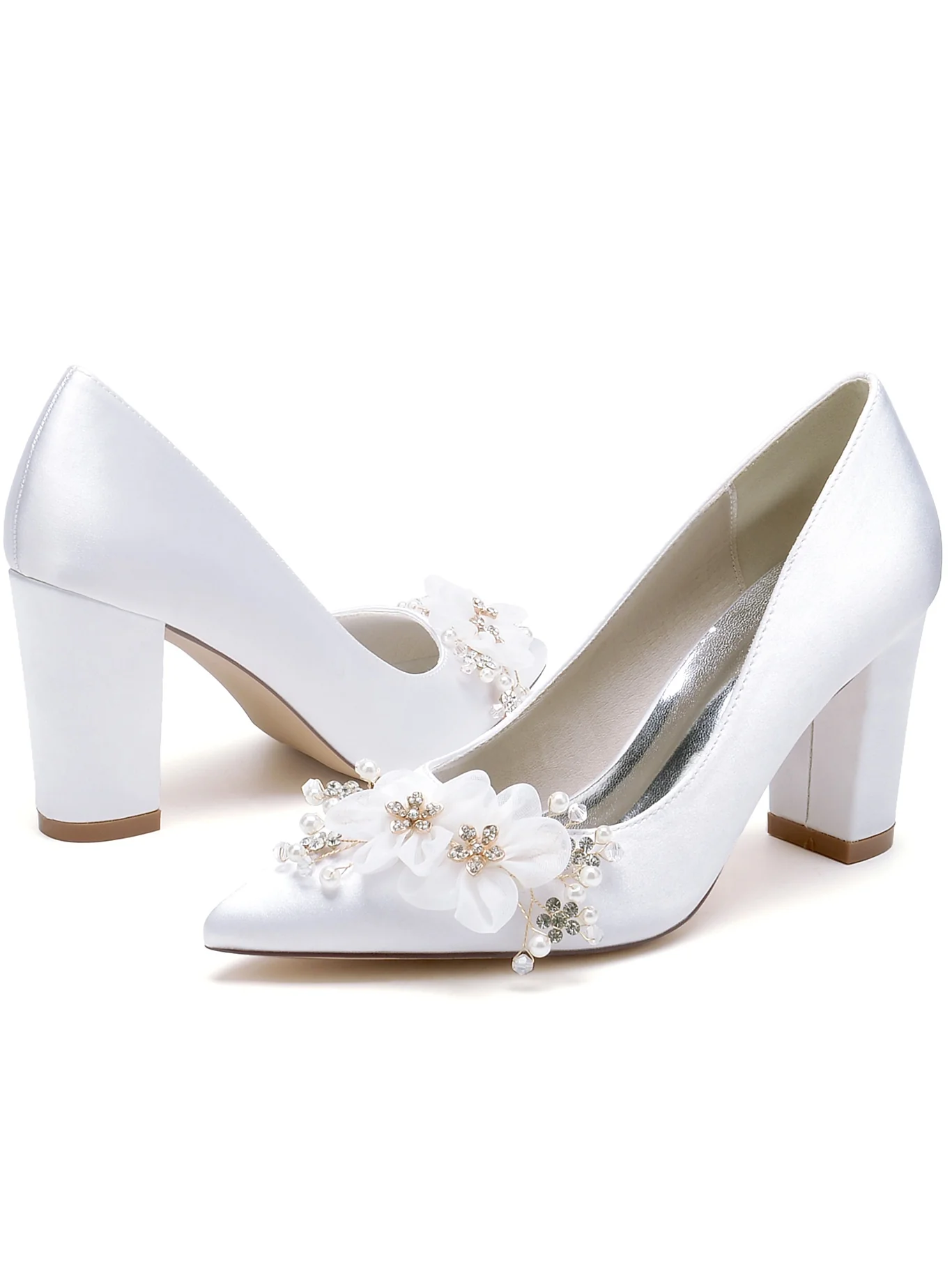 Women's Rhinestone Pointed Toe High Heel Bridesmaid Shoes - Image 4