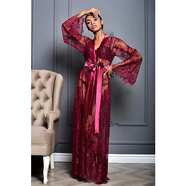 Women's Sexy Robes for Lace Mesh Party Evening Date - Image 4