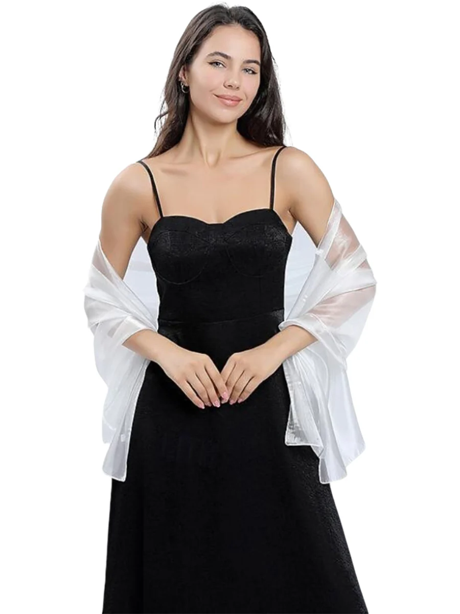 Women's Sheer Pure Color Silk Soft Wedding Formal Shawl - Image 11