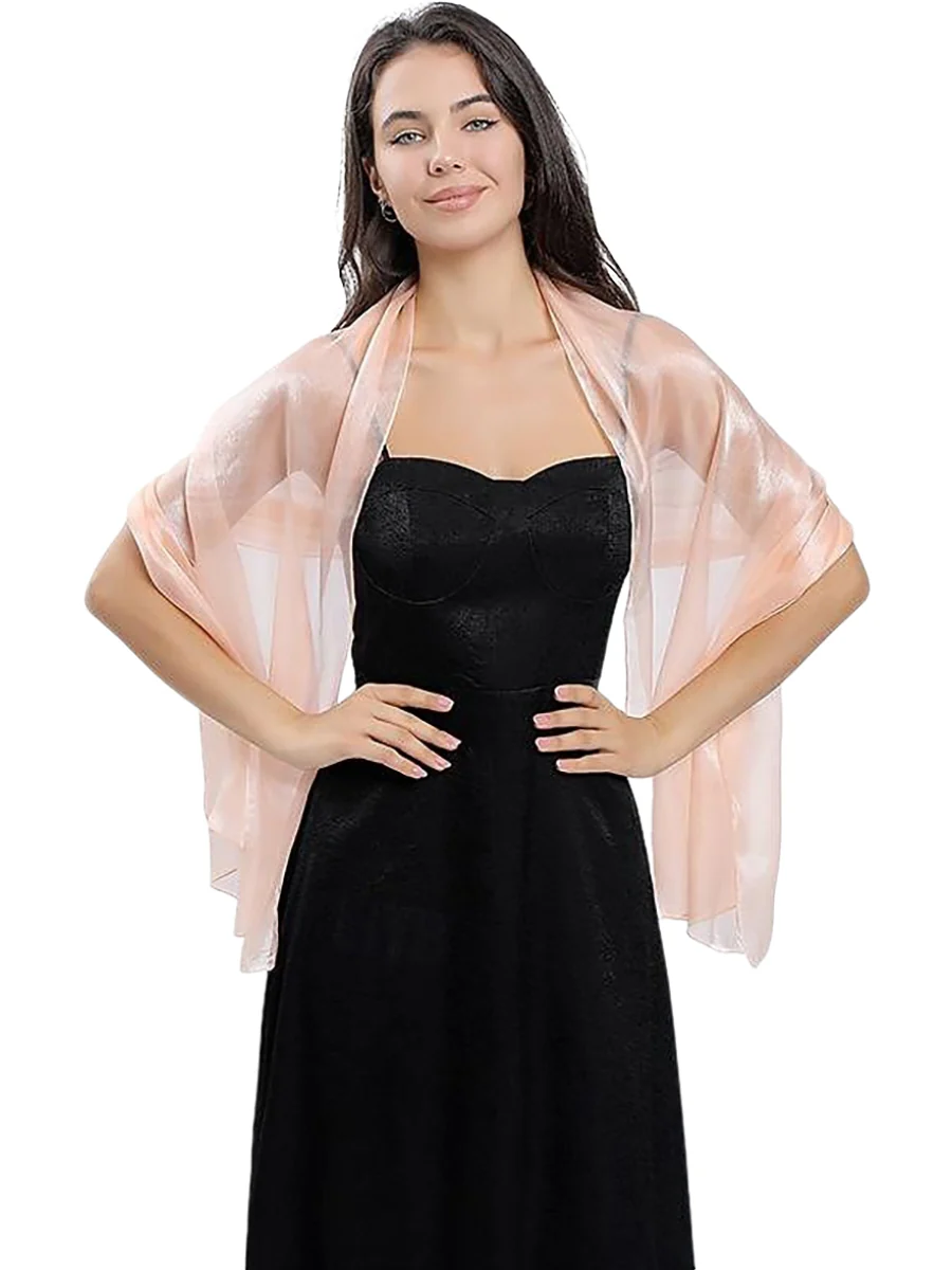 Women's Sheer Pure Color Silk Soft Wedding Formal Shawl - Image 12