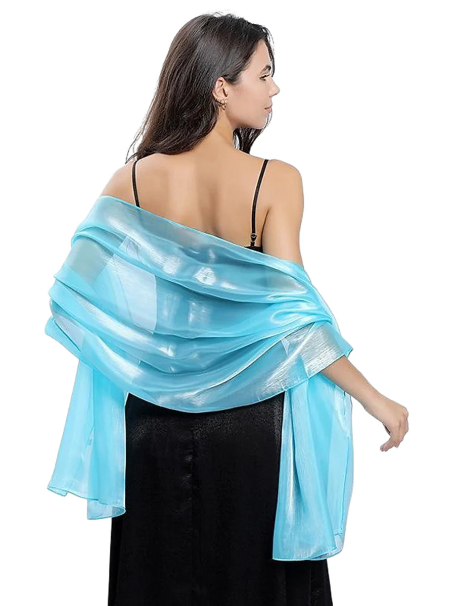 Women's Sheer Pure Color Silk Soft Wedding Formal Shawl - Image 6