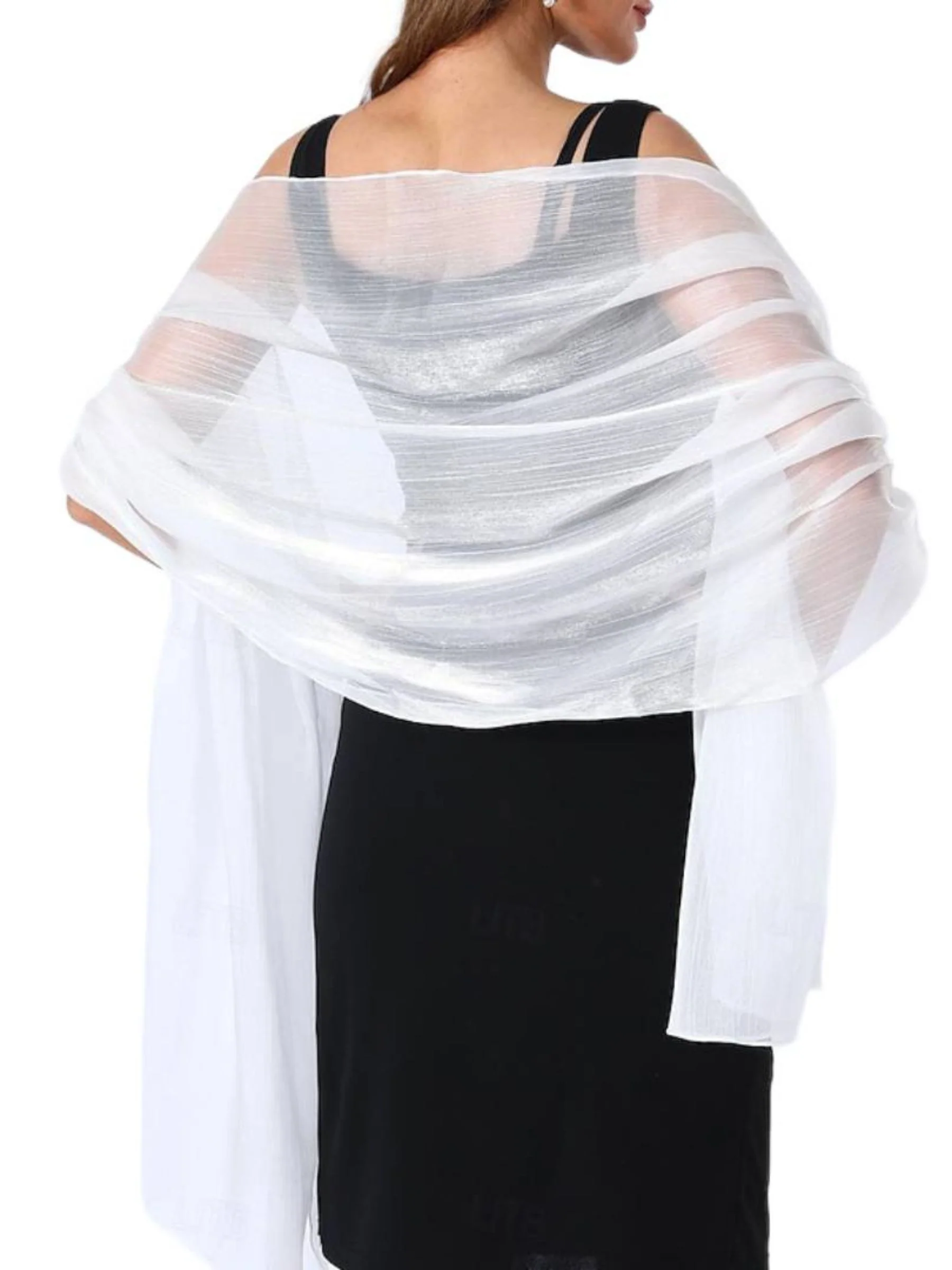 Women's Sparkling Pure Color Tulle Soft Elegant Shawl - Image 7