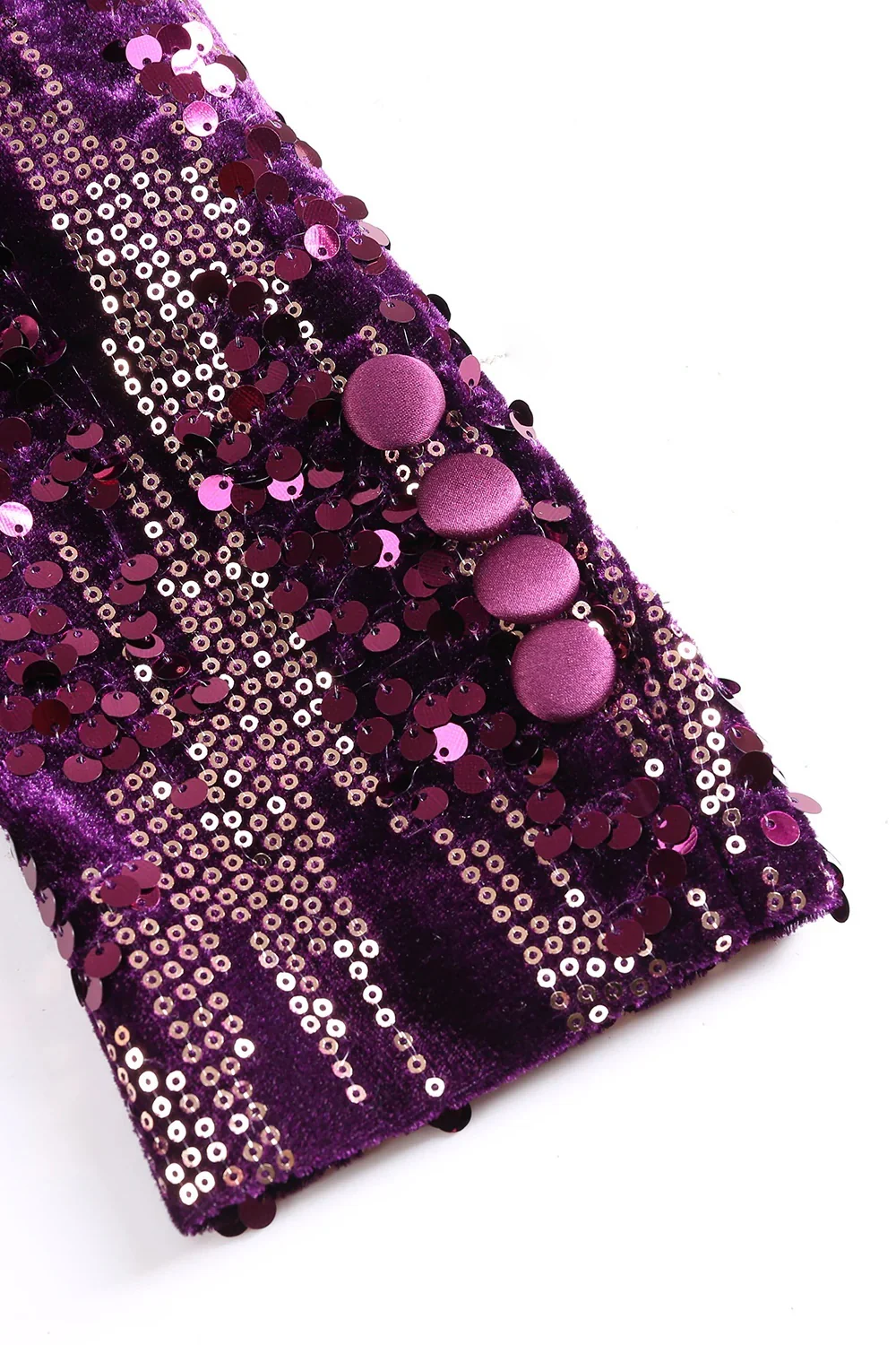 Women's Sparkly Purple Shawl Lapel Sequins Prom Blazer - Image 6