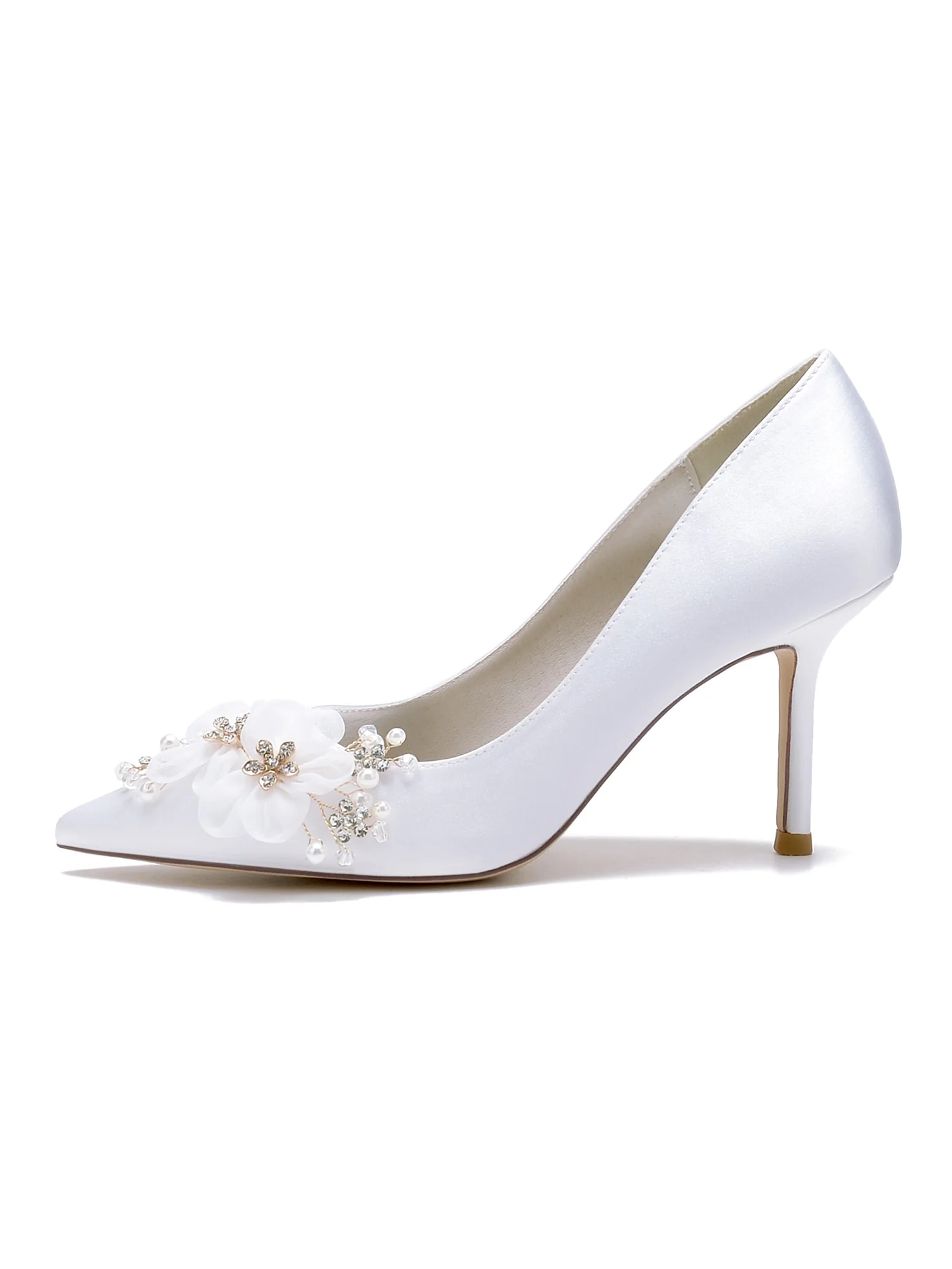 Women's Wedding Applique High Heel Pointed Toe Bridesmaid Shoes - Image 3