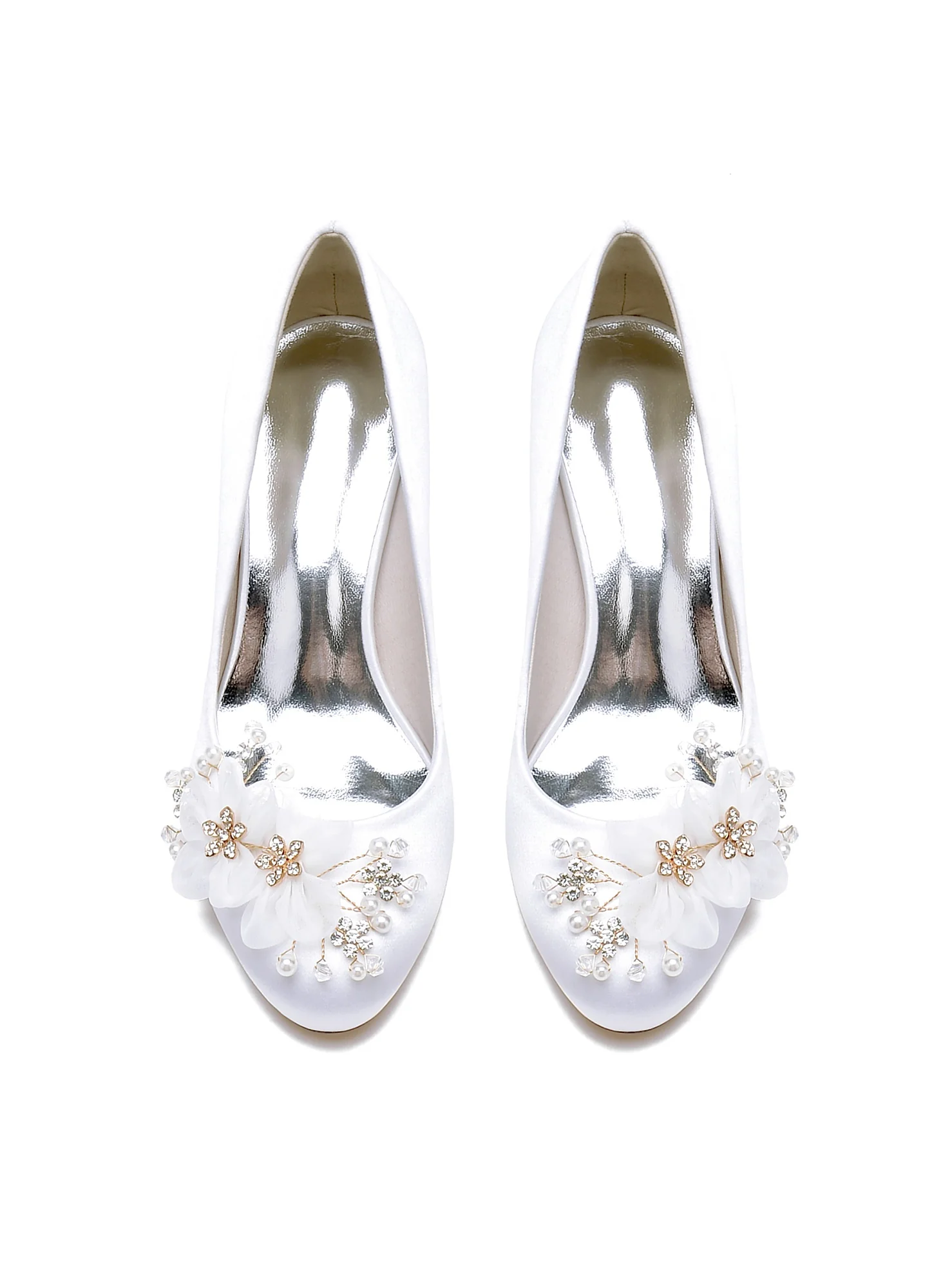 Women's Wedding Applique Mid Heel Pointed Toe Bridesmaid Shoes - Image 4