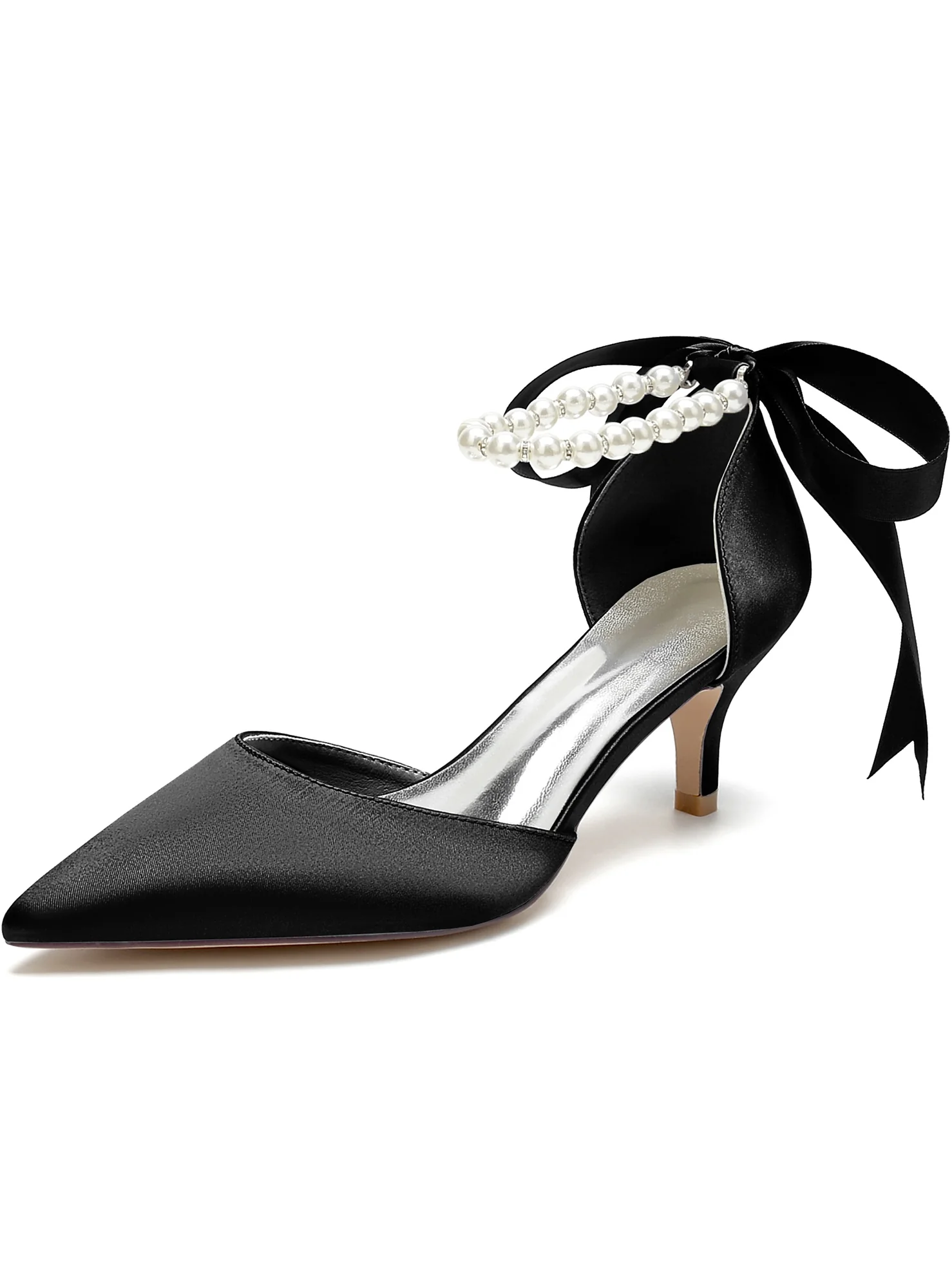 Women's Wedding Beadings Mid Heel Pointed Toe Bridal Shoes - Image 10