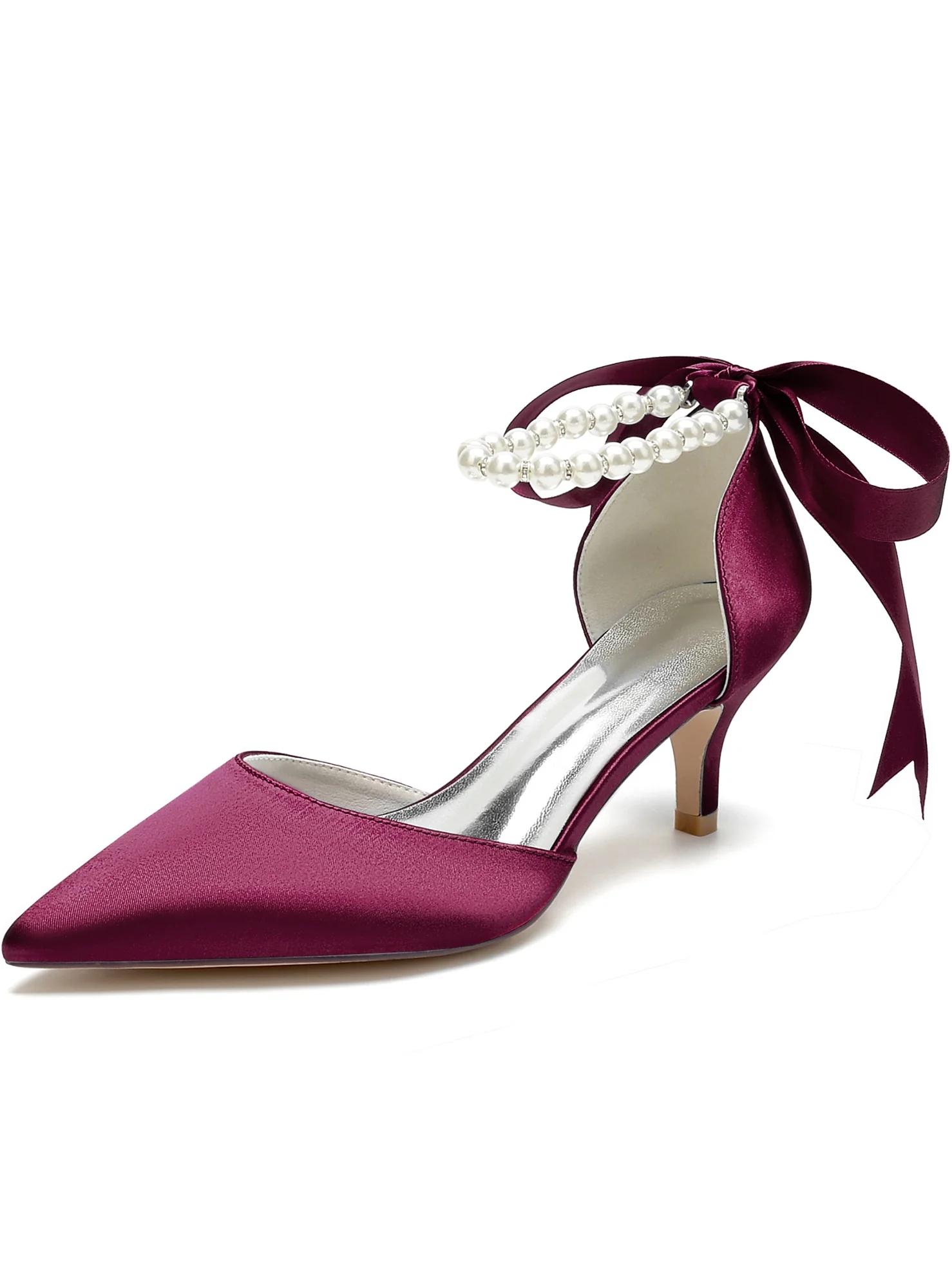 Women's Wedding Beadings Mid Heel Pointed Toe Bridal Shoes - Image 11