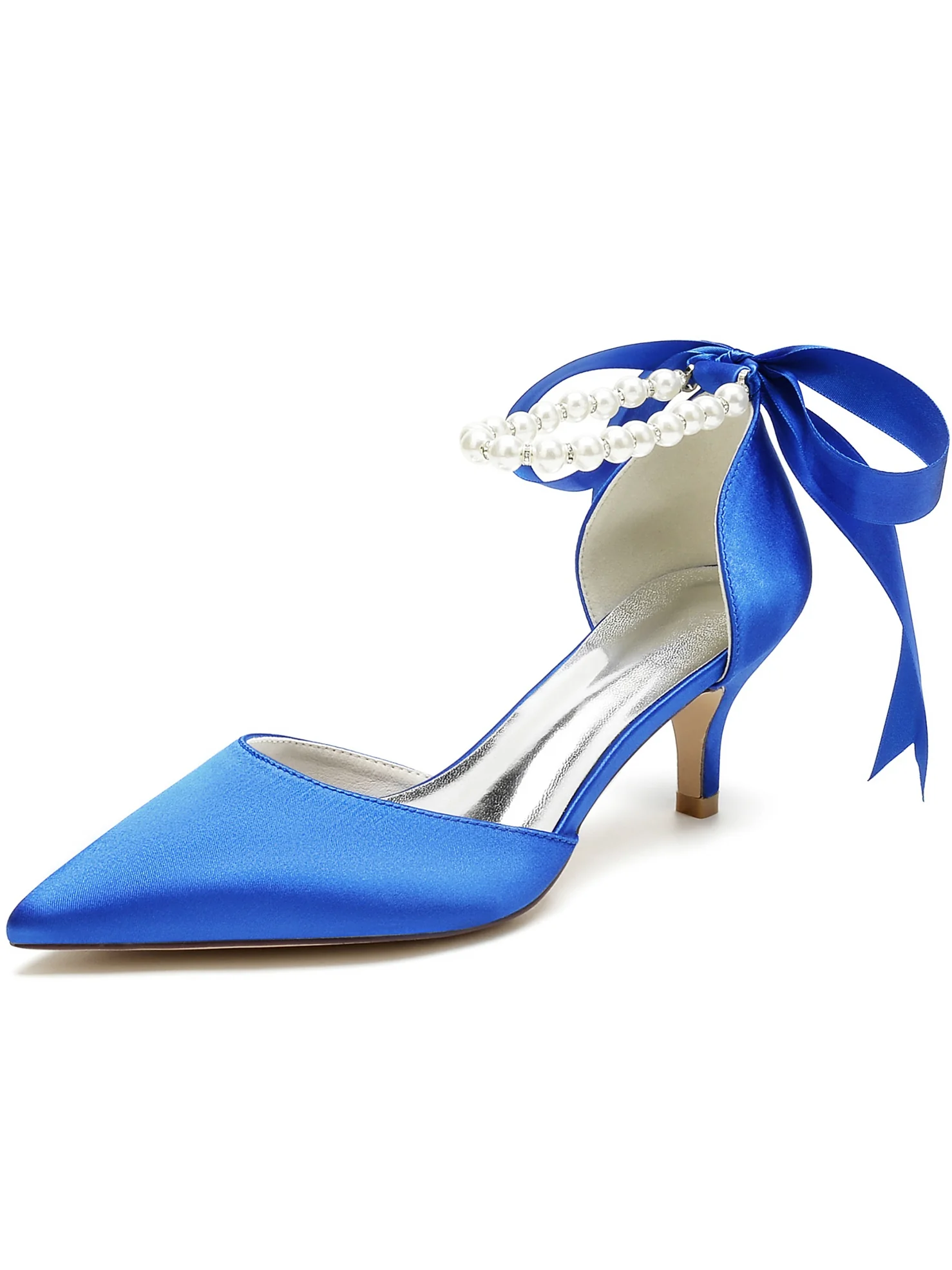 Women's Wedding Beadings Mid Heel Pointed Toe Bridal Shoes - Image 13