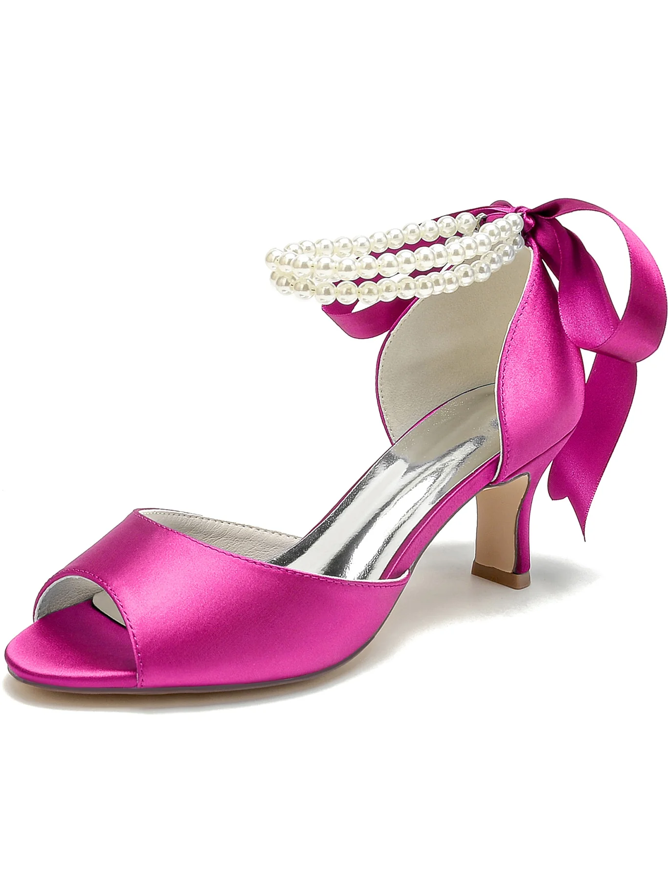 Women's Wedding Bowknot Stiletto Heel Open Toe Bridal Shoes - Image 10