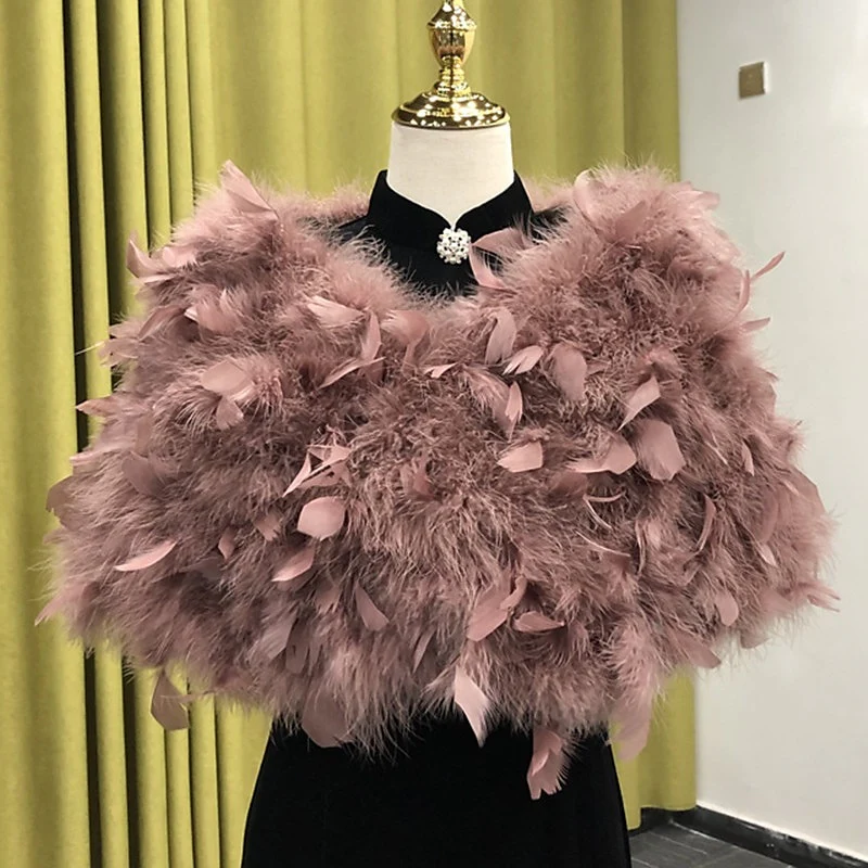 Women's Wedding Bridal Sleeveless Wrap/Shawls With Pure Color & Feathers / Fur - Image 4