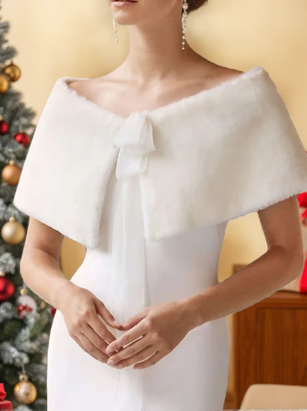 Women's Wedding Bridal Sleeveless Wrap/Shawls With Pure Color - Image 2
