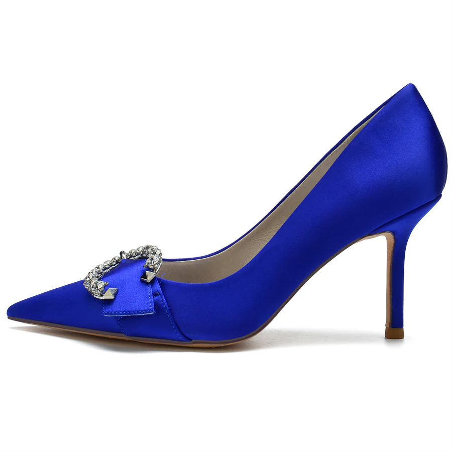 Women's Wedding Elegant Pointed Toe Bridal Shoes with Circle Rhinestones - Image 5