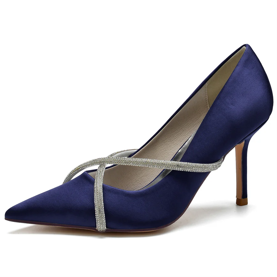 Women's Wedding Pointed Toe Special Stiletto Heel Bridal Shoes with Crystal Strap - Image 11