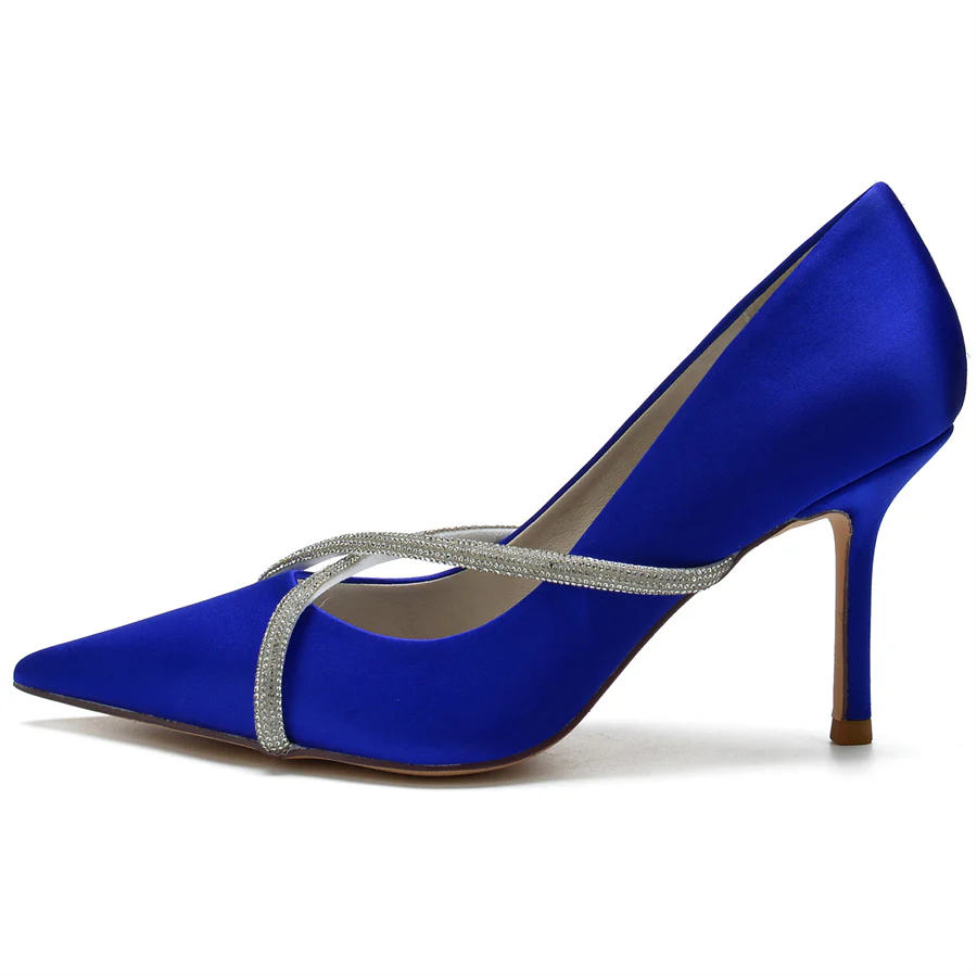 Women's Wedding Pointed Toe Special Stiletto Heel Bridal Shoes with Crystal Strap - Image 5