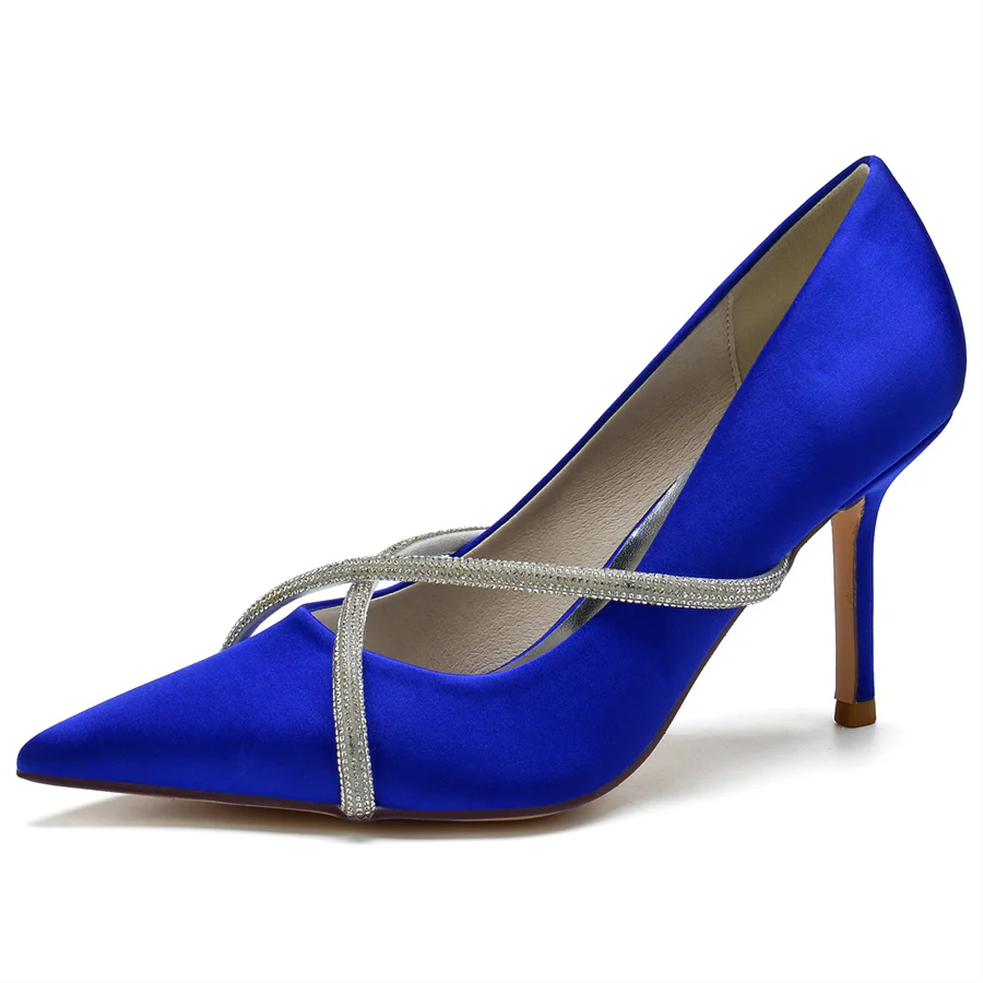 Women's Wedding Pointed Toe Special Stiletto Heel Bridal Shoes with Crystal Strap - Image 7