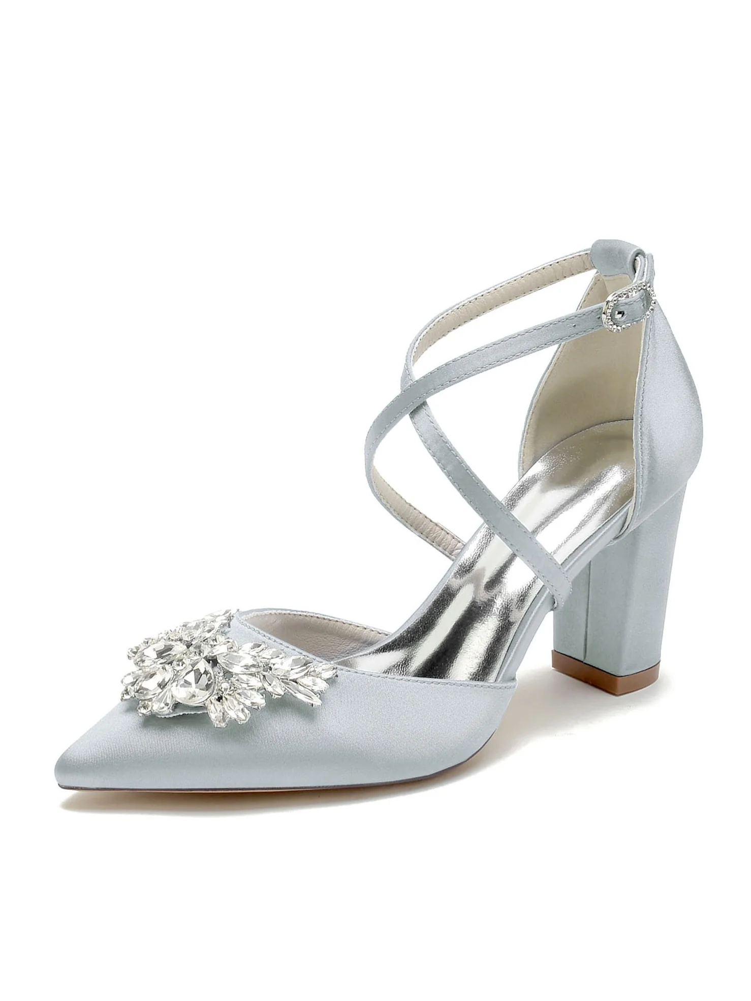 Women's Wedding Shoes Rhinestone High Heel Pointed Toe Bridal Shoes - Image 7