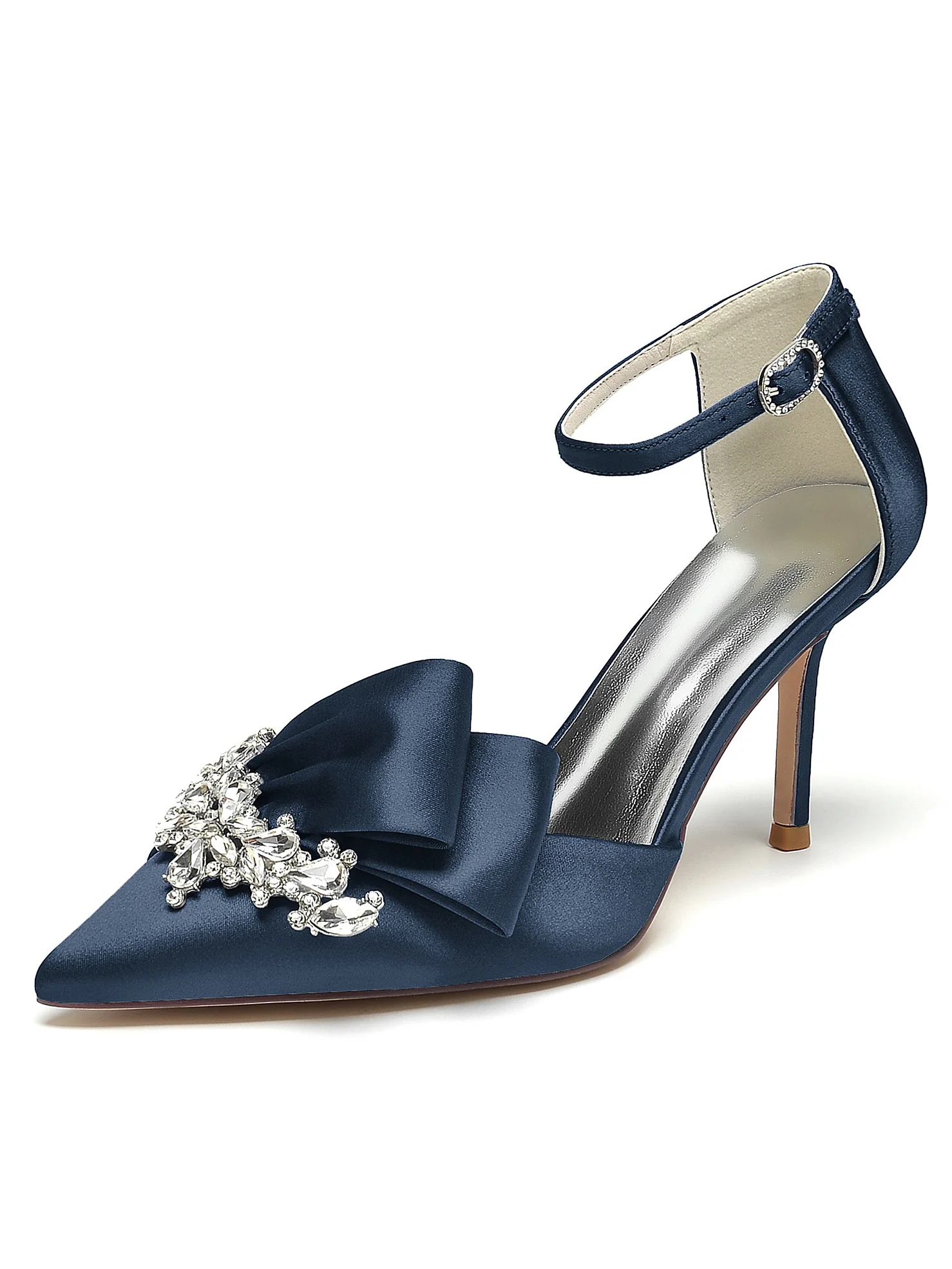 Women's Wedding Rhinestone High Heel Pointed Toe Bridesmaid Shoes - Image 14