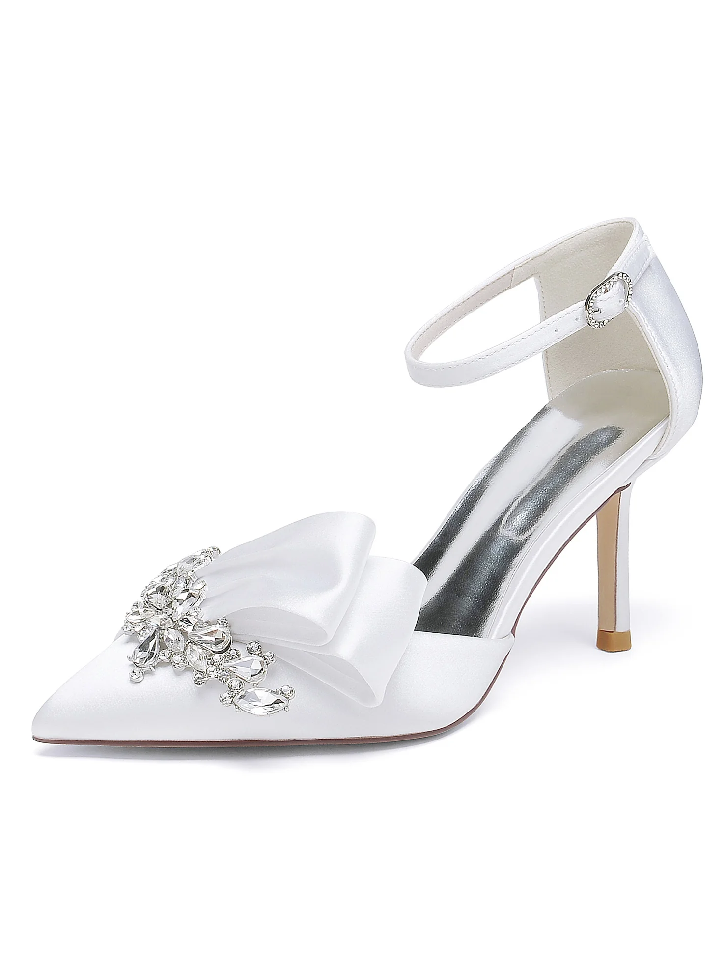 Women's Wedding Rhinestone High Heel Pointed Toe Bridesmaid Shoes - Image 4