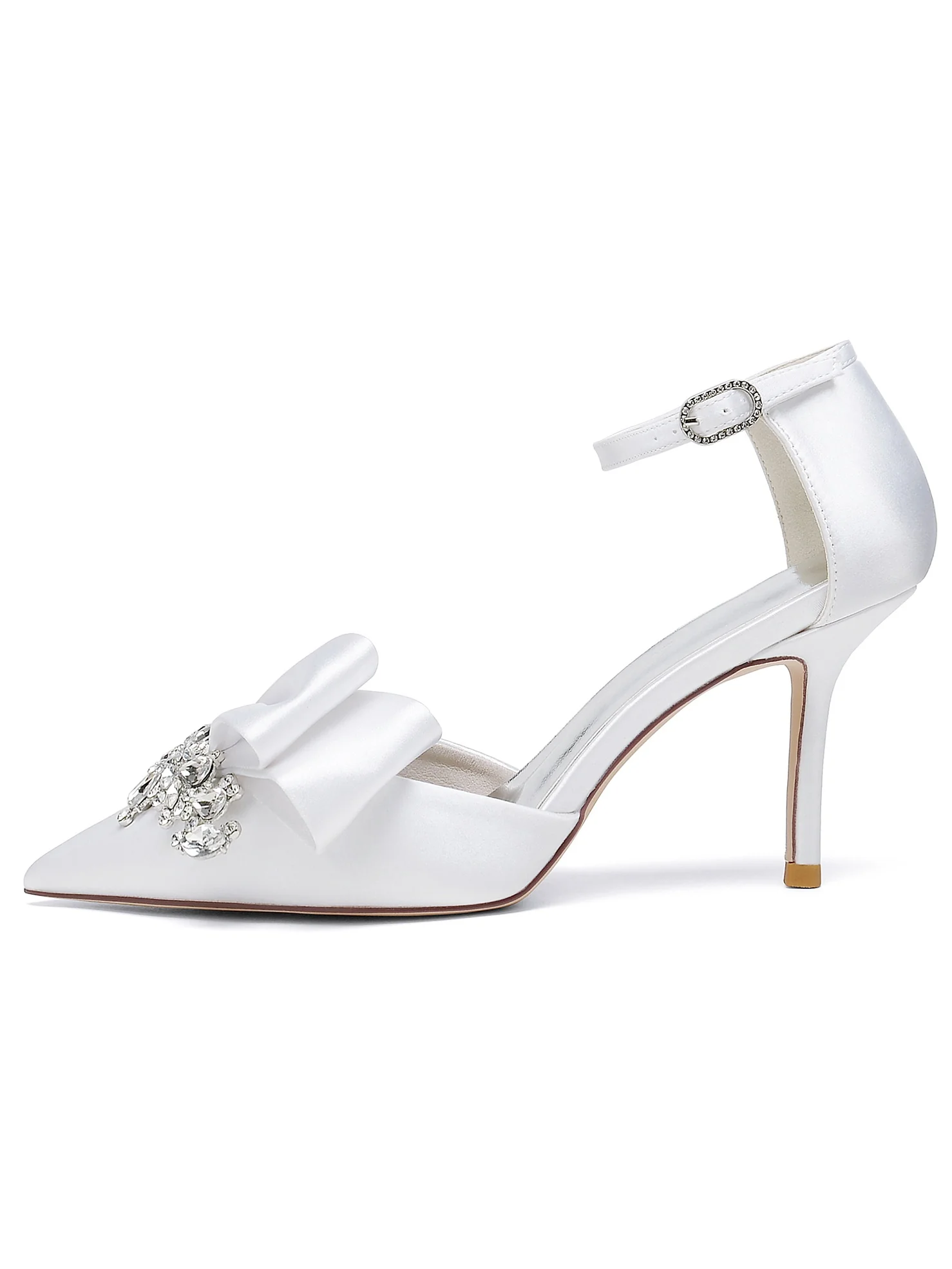 Women's Wedding Rhinestone High Heel Pointed Toe Bridesmaid Shoes - Image 6
