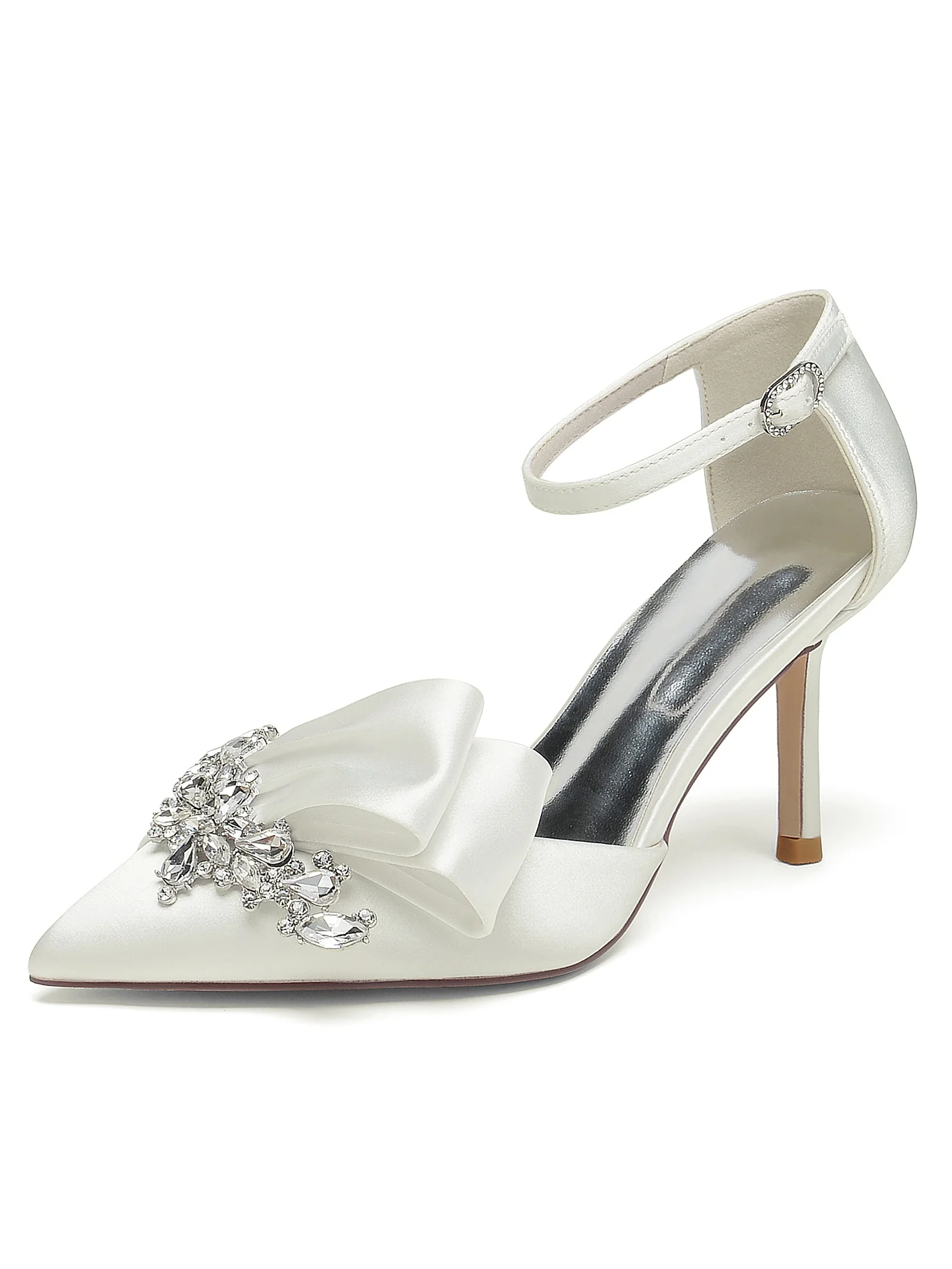 Women's Wedding Rhinestone High Heel Pointed Toe Bridesmaid Shoes - Image 9