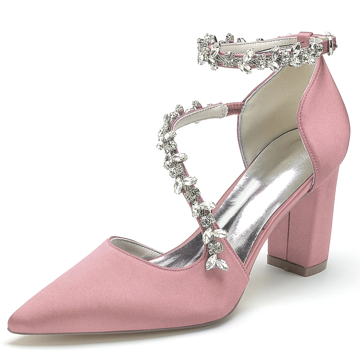 Women's Wedding Rhinestone High Heel Pointed Toe Bridesmaid Shoes - Image 12