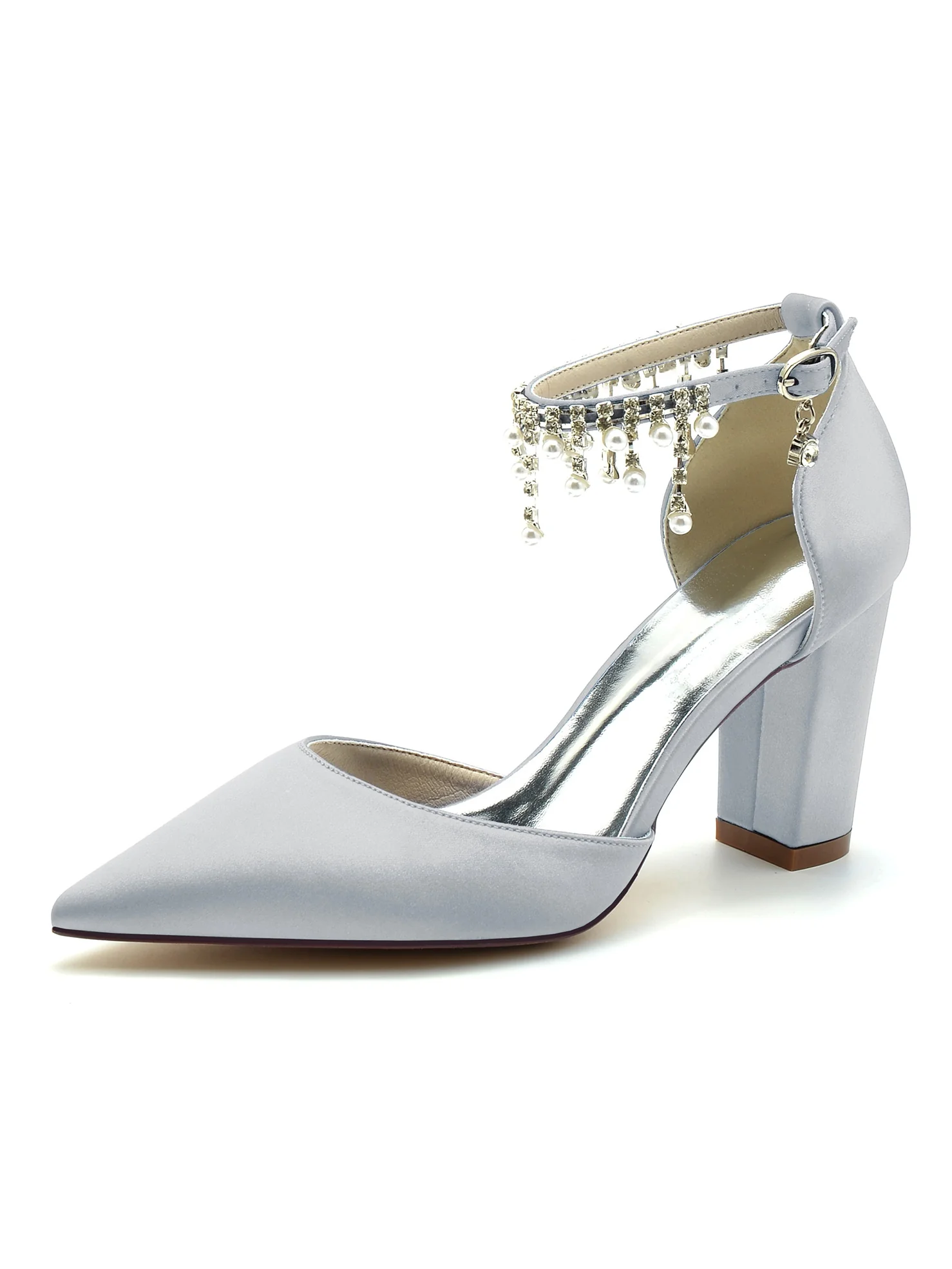 Women's Wedding Rhinestone High Heel Pointed Toe Bridesmaid Shoes - Image 3