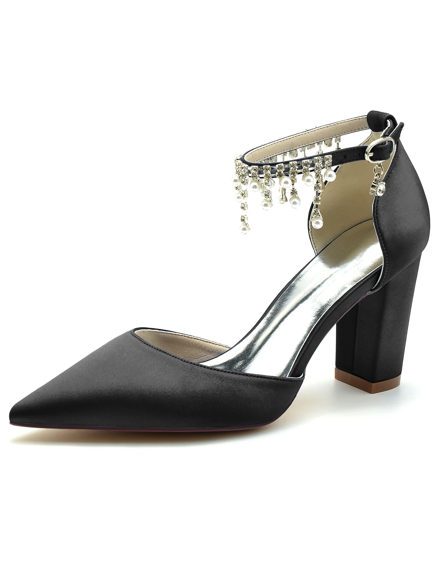 Women's Wedding Rhinestone High Heel Pointed Toe Bridesmaid Shoes - Image 9