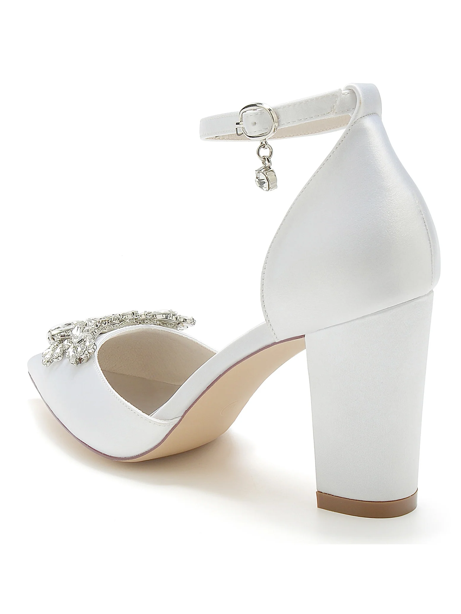Women's Wedding Rhinestone High Heel Pointed Toe Bridesmaid Shoes - Image 4