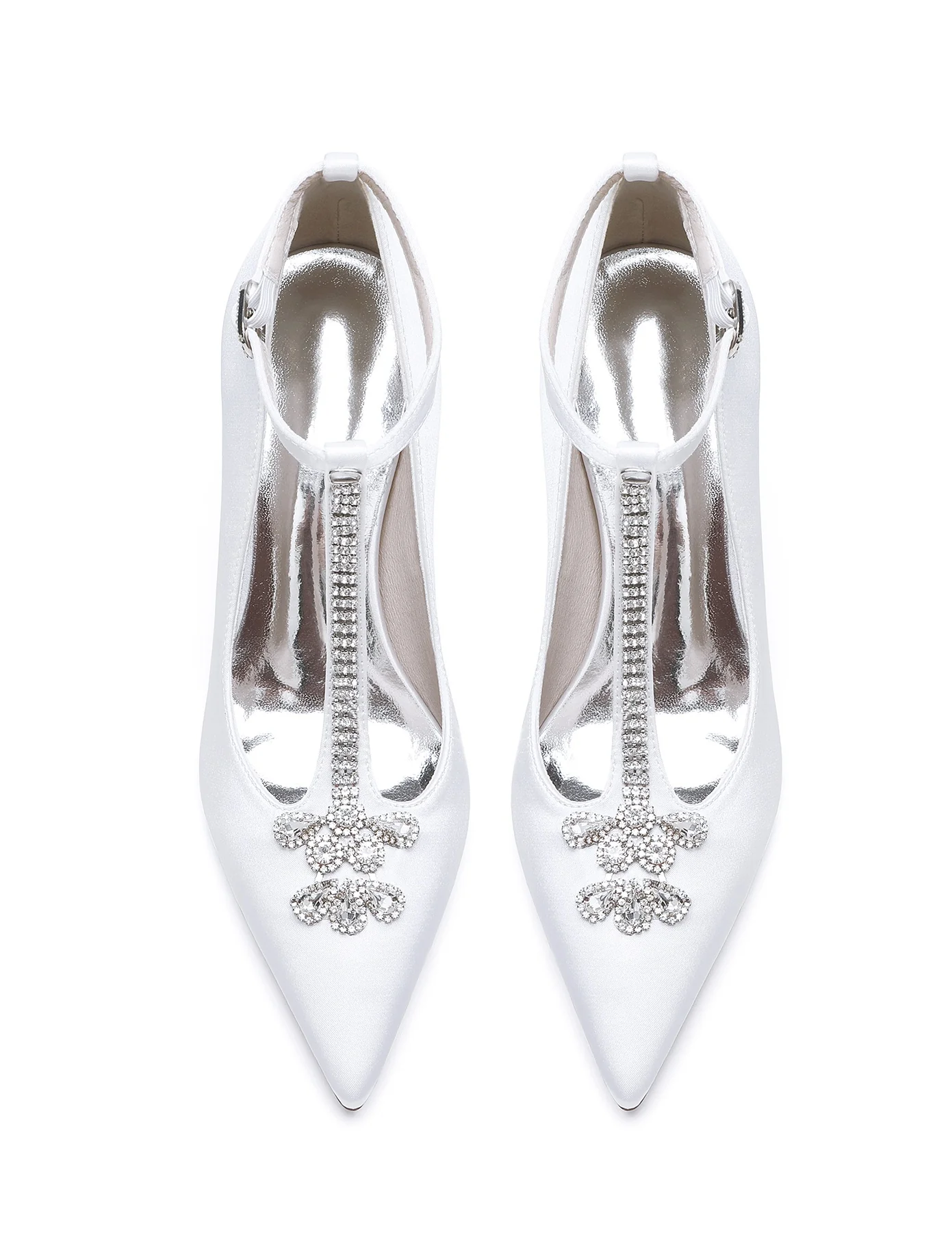 Women's Wedding Rhinestone Stiletto Heel Pointed Toe Bridal Shoes - Image 6