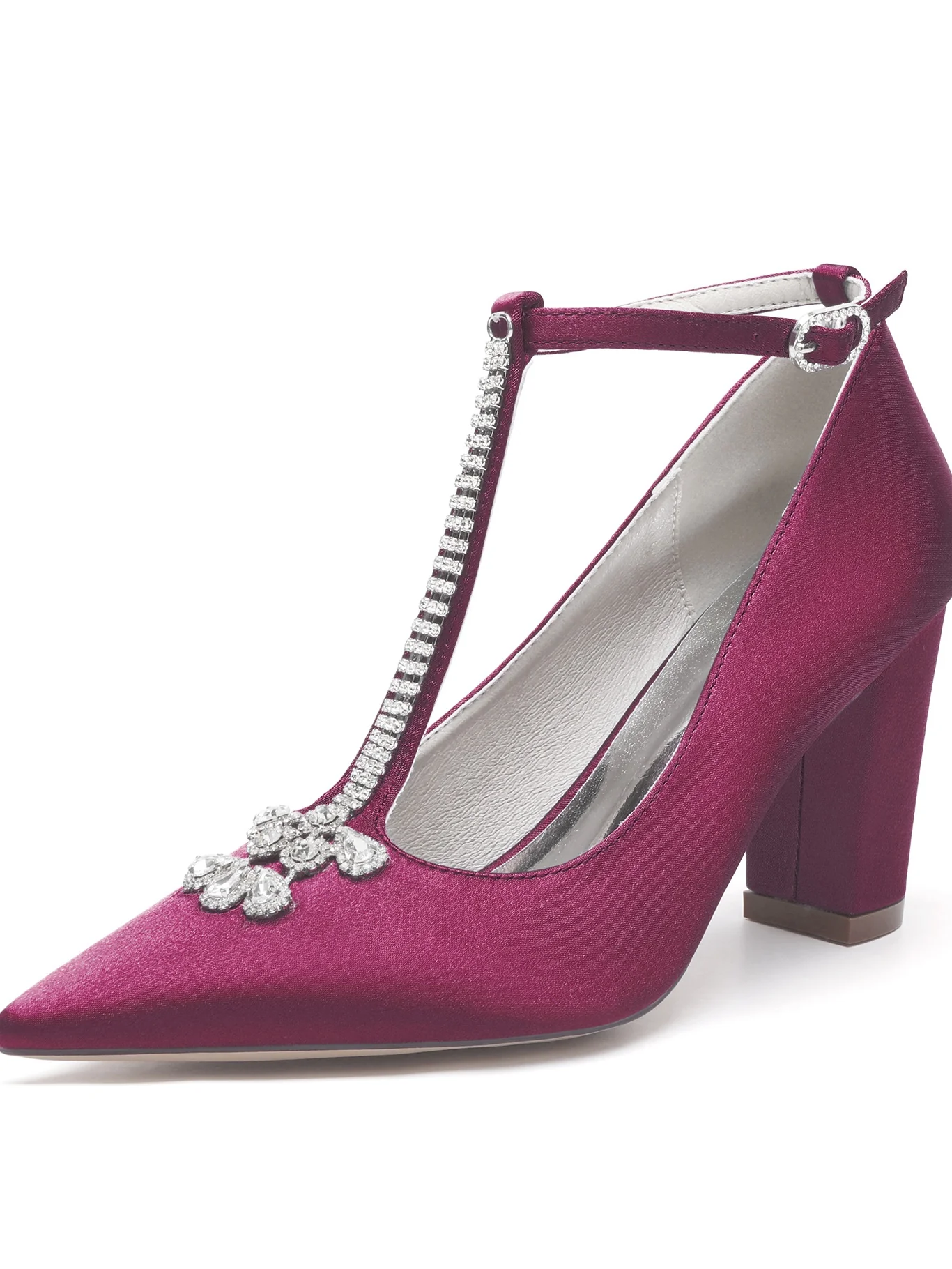 Women's Wedding Rhinestone Stiletto Heel Pointed Toe Bridal Shoes - Image 9