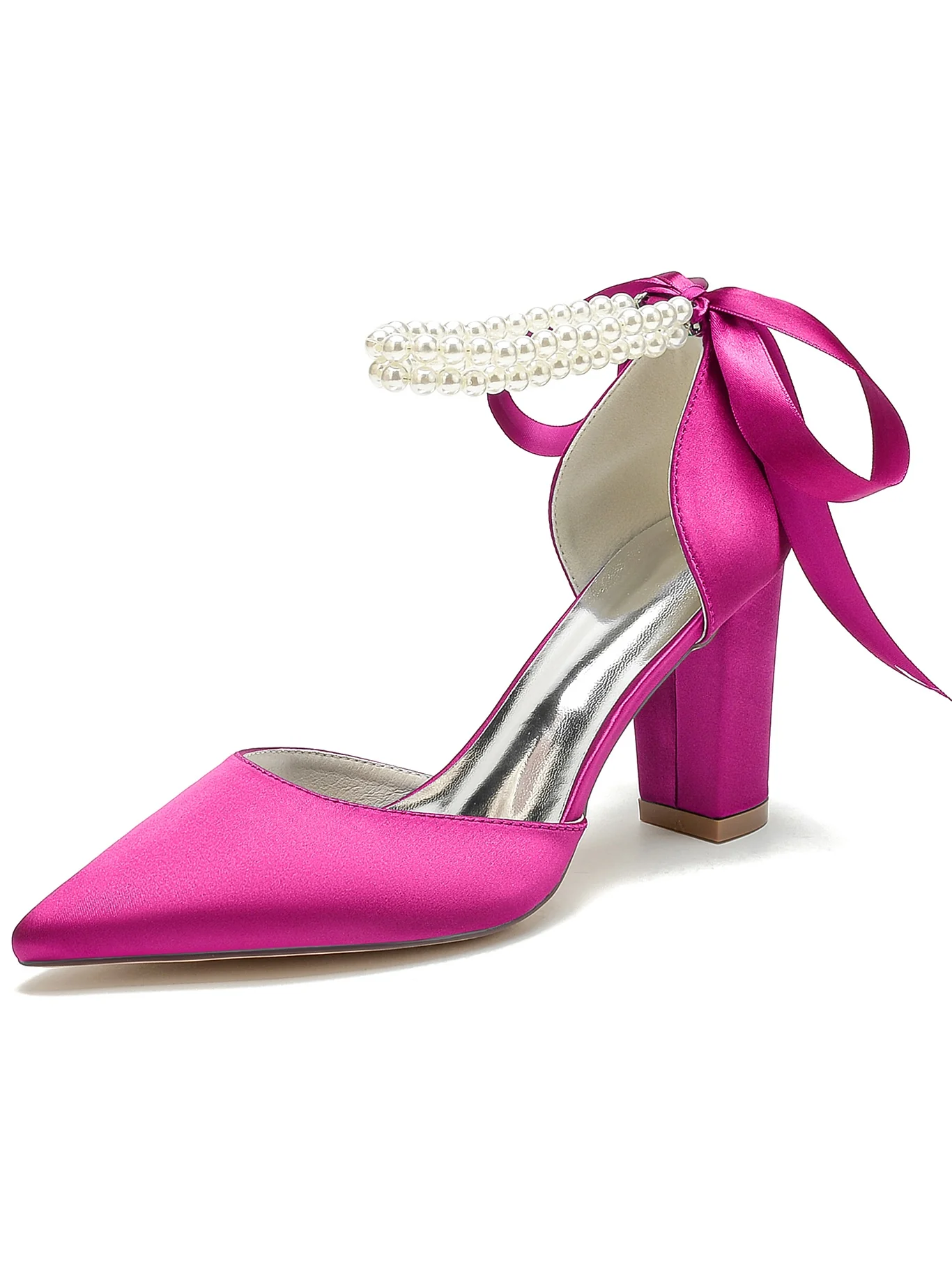 Women's Wedding Rhinestone Stiletto Heel Pointed Toe Bridesmaid Shoes - Image 13