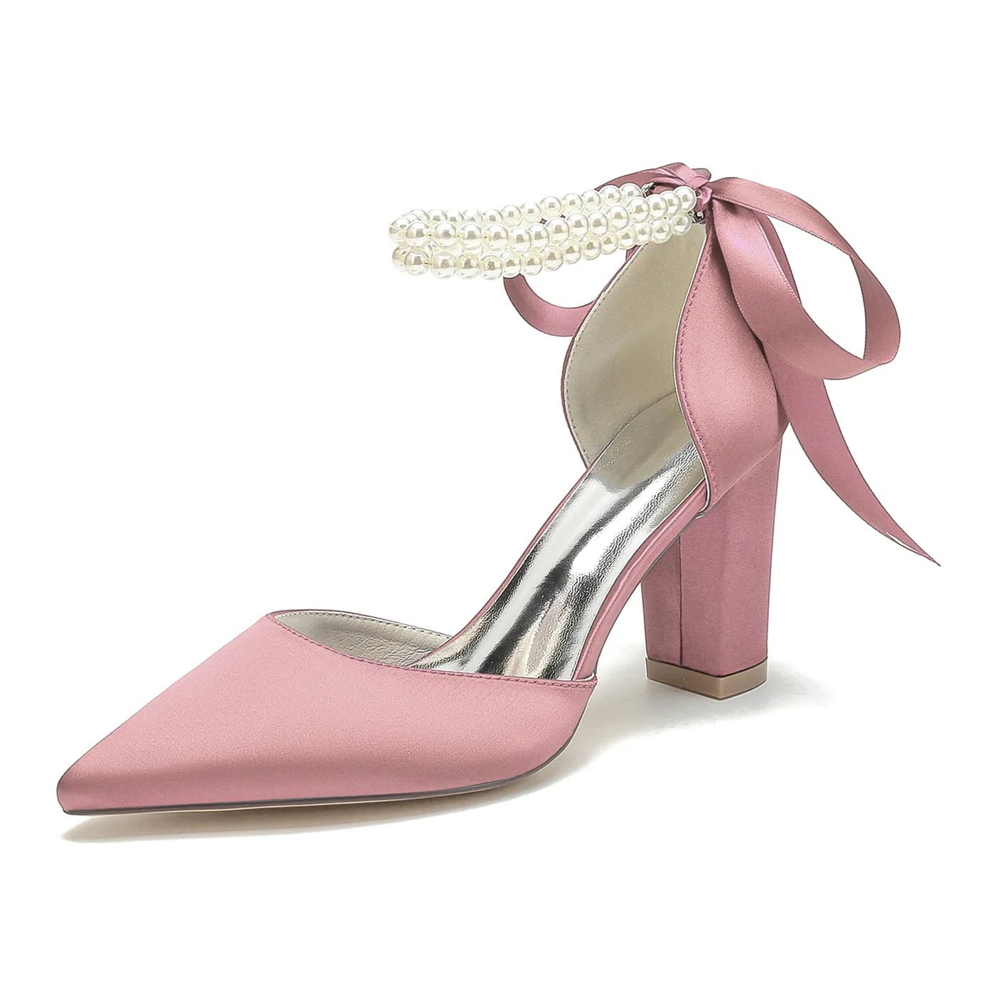Women's Wedding Rhinestone Stiletto Heel Pointed Toe Bridesmaid Shoes - Image 16