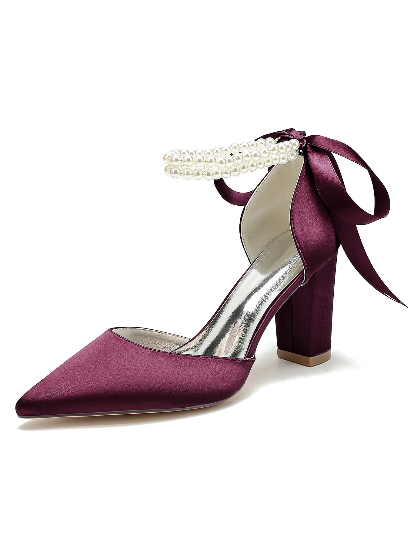 Women's Wedding Rhinestone Stiletto Heel Pointed Toe Bridesmaid Shoes - Image 7
