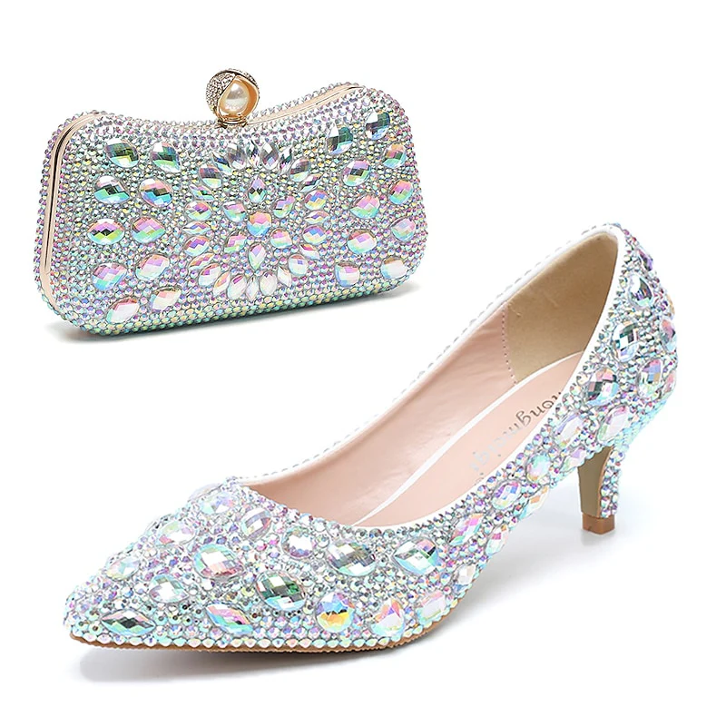 Women's Wedding Shoe Pumps Bling Bling Shoes Dress Shoes Glitter Crystal Sequined Jeweled Bridal Shoes - Image 11