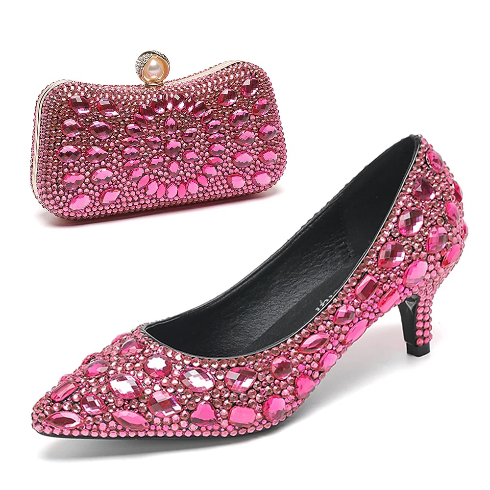 Women's Wedding Shoe Pumps Bling Bling Shoes Dress Shoes Glitter Crystal Sequined Jeweled Bridal Shoes - Image 2