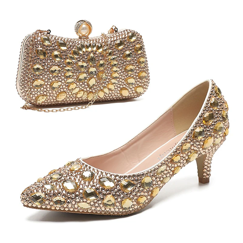 Women's Wedding Shoe Pumps Bling Bling Shoes Dress Shoes Glitter Crystal Sequined Jeweled Bridal Shoes - Image 4