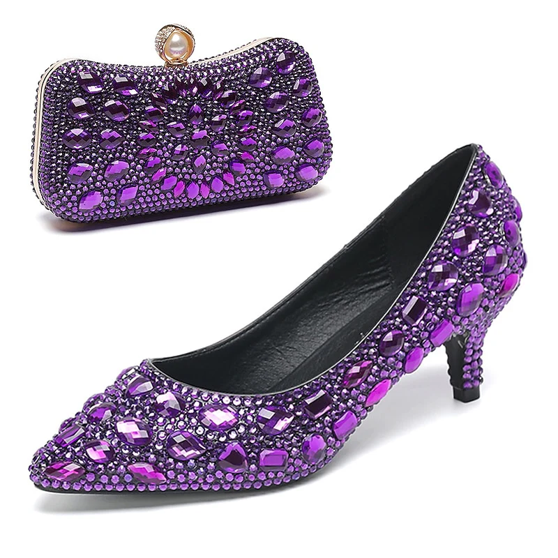 Women's Wedding Shoe Pumps Bling Bling Shoes Dress Shoes Glitter Crystal Sequined Jeweled Bridal Shoes - Image 8