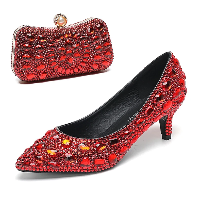 Women's Wedding Shoe Pumps Bling Bling Shoes Dress Shoes Glitter Crystal Sequined Jeweled Bridal Shoes - Image 9