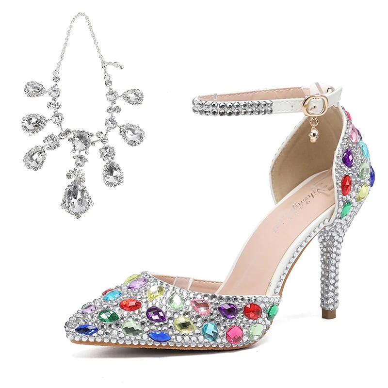 Women's Wedding Shoe Pumps Glitter Crystal Sequined Jeweled Bridal Shoes - Image 9