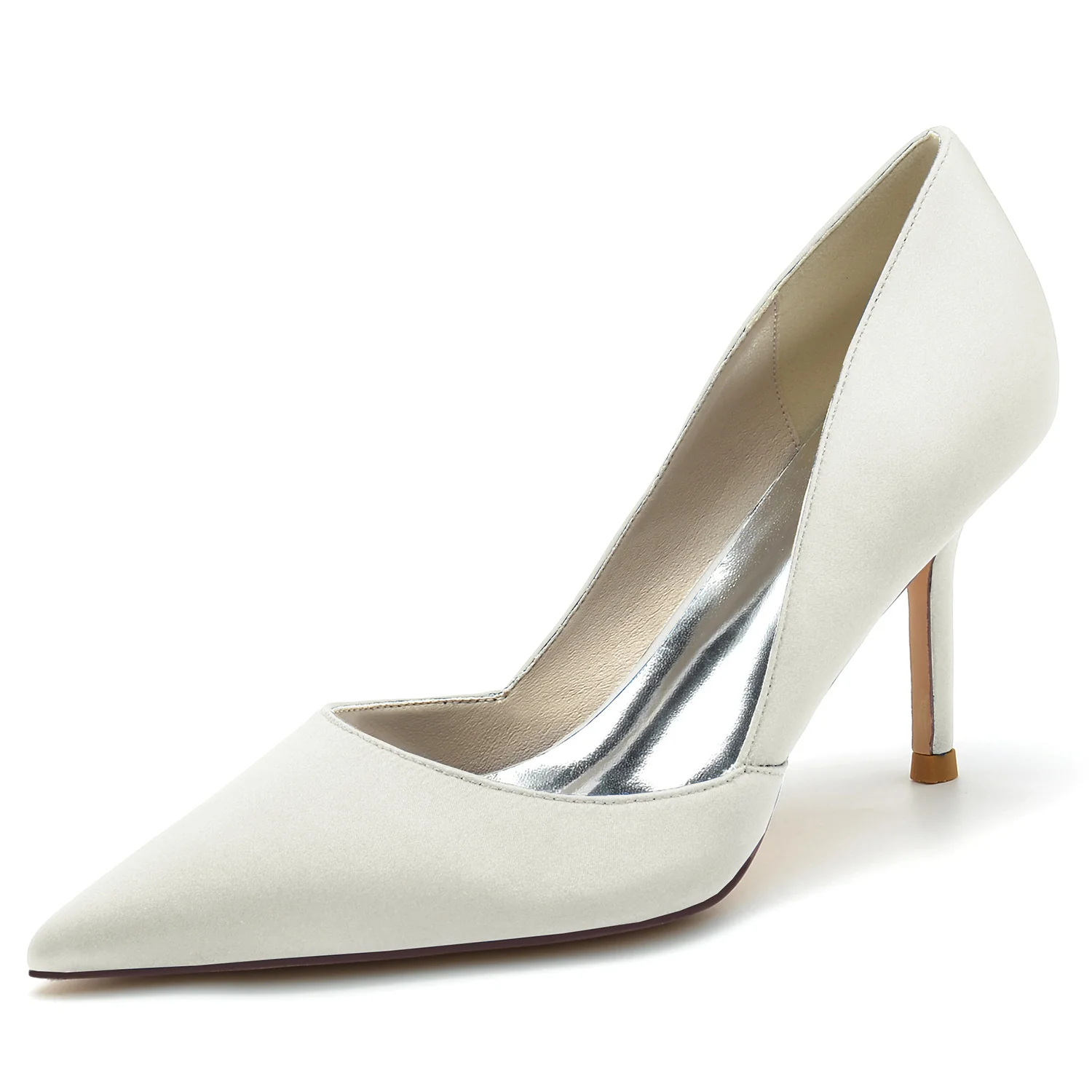 Women's Wedding Shoe Stiletto Silk Satin Pointed Toe Minimalist Bridal Shoes - Image 12