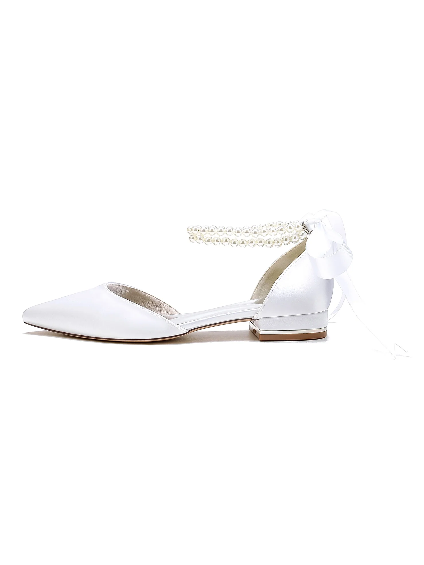 Women's Wedding Shoes Beading Pointed Toe Low Heel Bridesmaid Shoes - Image 16