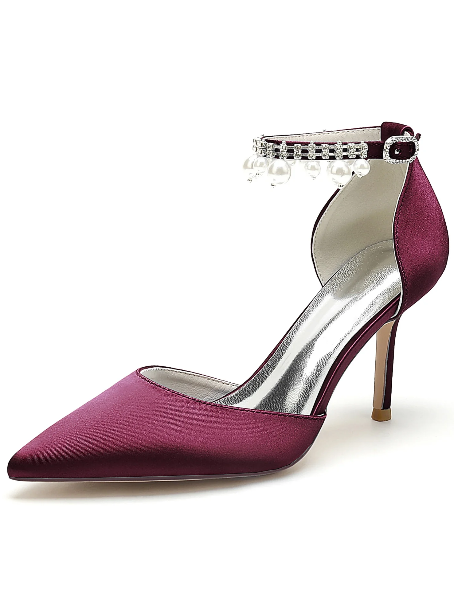 Women's Wedding Shoes Beadings High Heel Pointed Toe Bridesmaid Shoes - Image 13