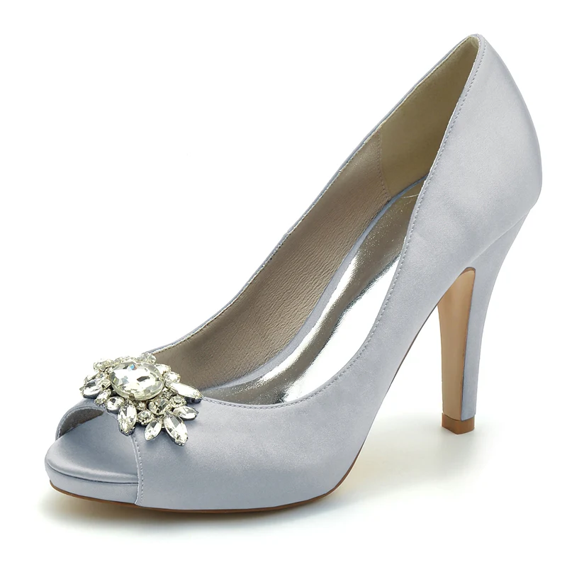 Women's Wedding Shoes Black Thick Sole High Heel Bridal Shoes with Delicate Rhinestone - Image 11