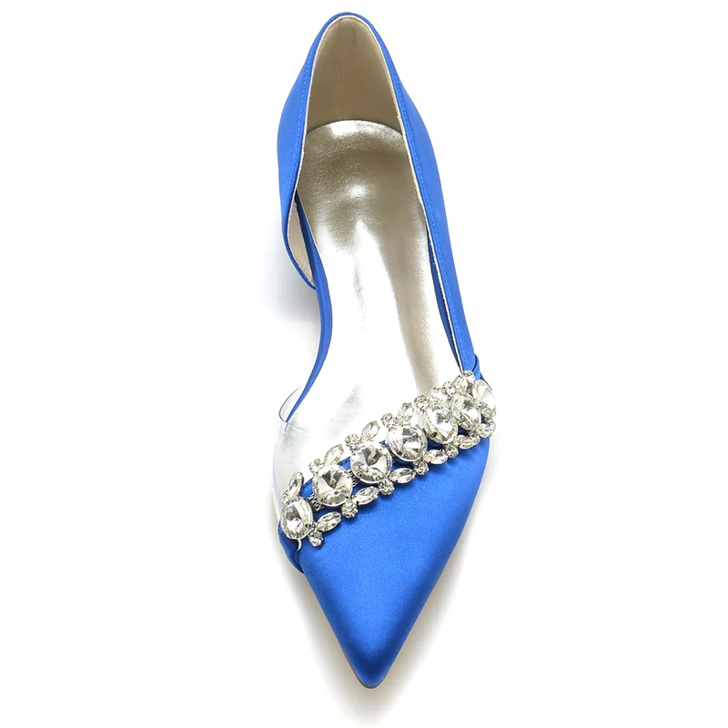 Women's Wedding Shoes Champagne Pointed Toe Low Heel Luxurious Rhinestone Bridal Shoes - Image 5