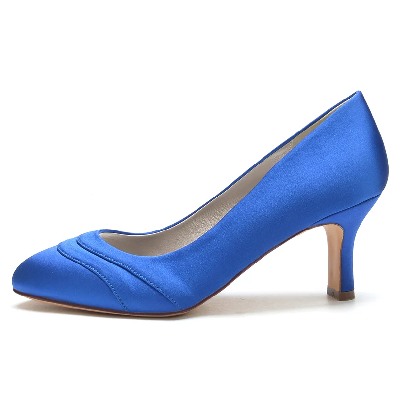 Women's Wedding Shoes Closed Toe Mid Heel Wave Simple Bridal Shoes - Image 3