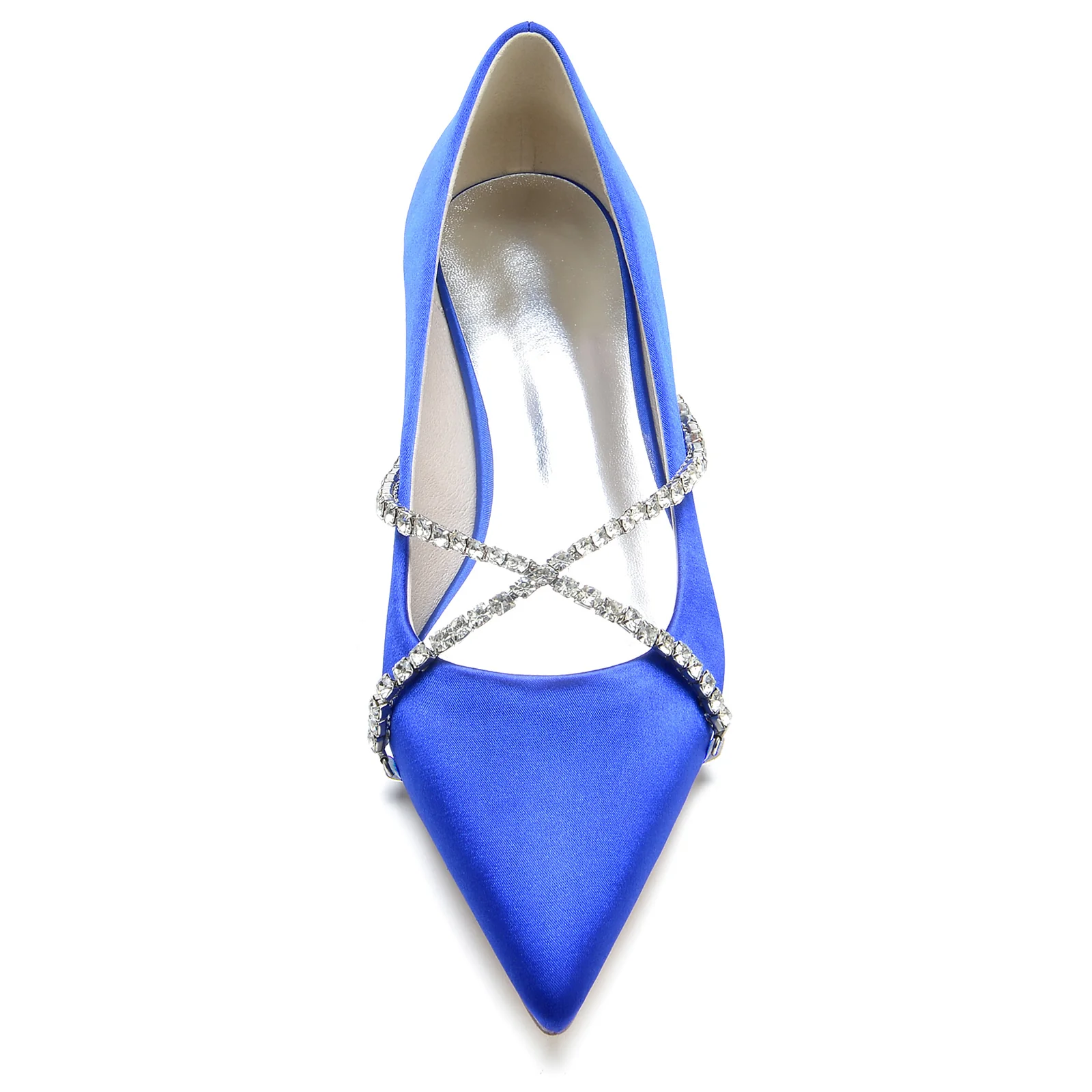 Women's Wedding Shoes Crossed Crystal Chain Low Pointed Toe Bridal Shoes - Image 5
