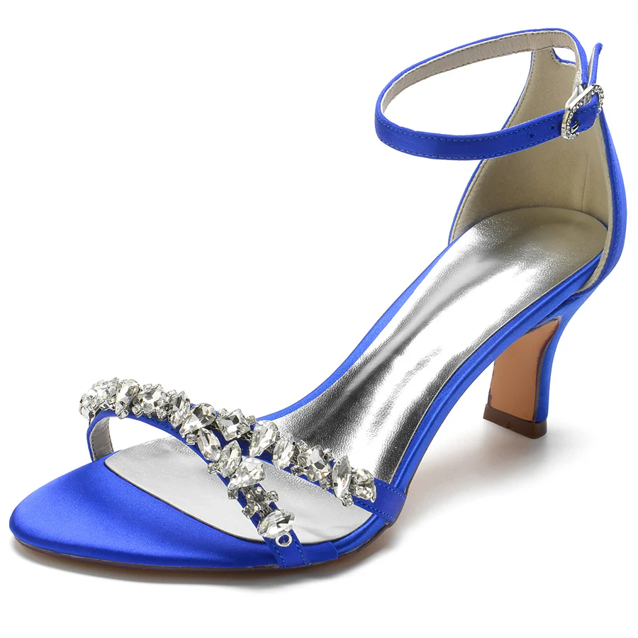 Women's Wedding Shoes Elegant Opened Toe Mid Heel Bridal Shoes with Rhinestones - Image 8
